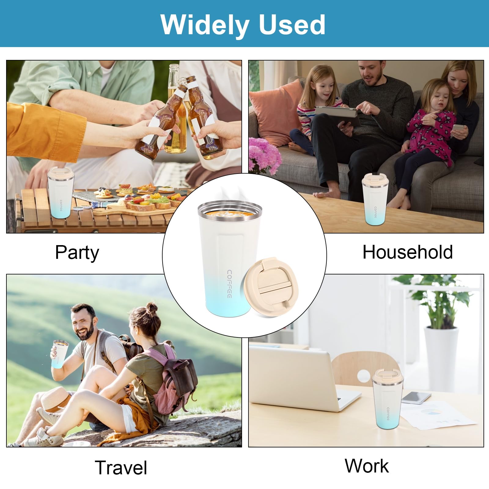 Stainless Steel Travel Coffee Tumbler 17 Oz Travel Coffee Mug With Lid, Insulated Coffee Mug