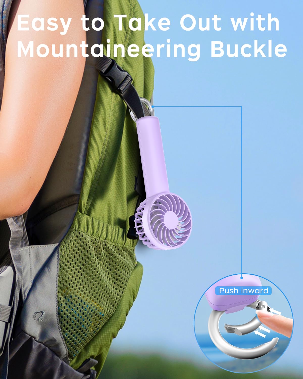 Portable Handheld Fan, Mini Portable Fan, 2000Mah Rechargeable Usb Fan, 3 Speed Personal Small Desk