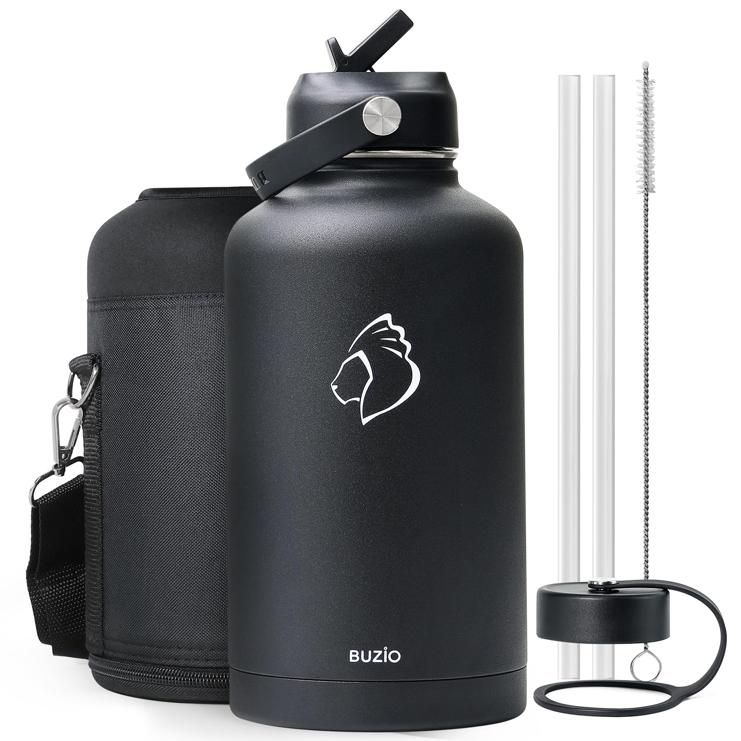Buzio Vacuum Insulated Stainless Steel Water Bottle 64Oz (Cold For 48 Hrs/Hot For 24 Hrs)