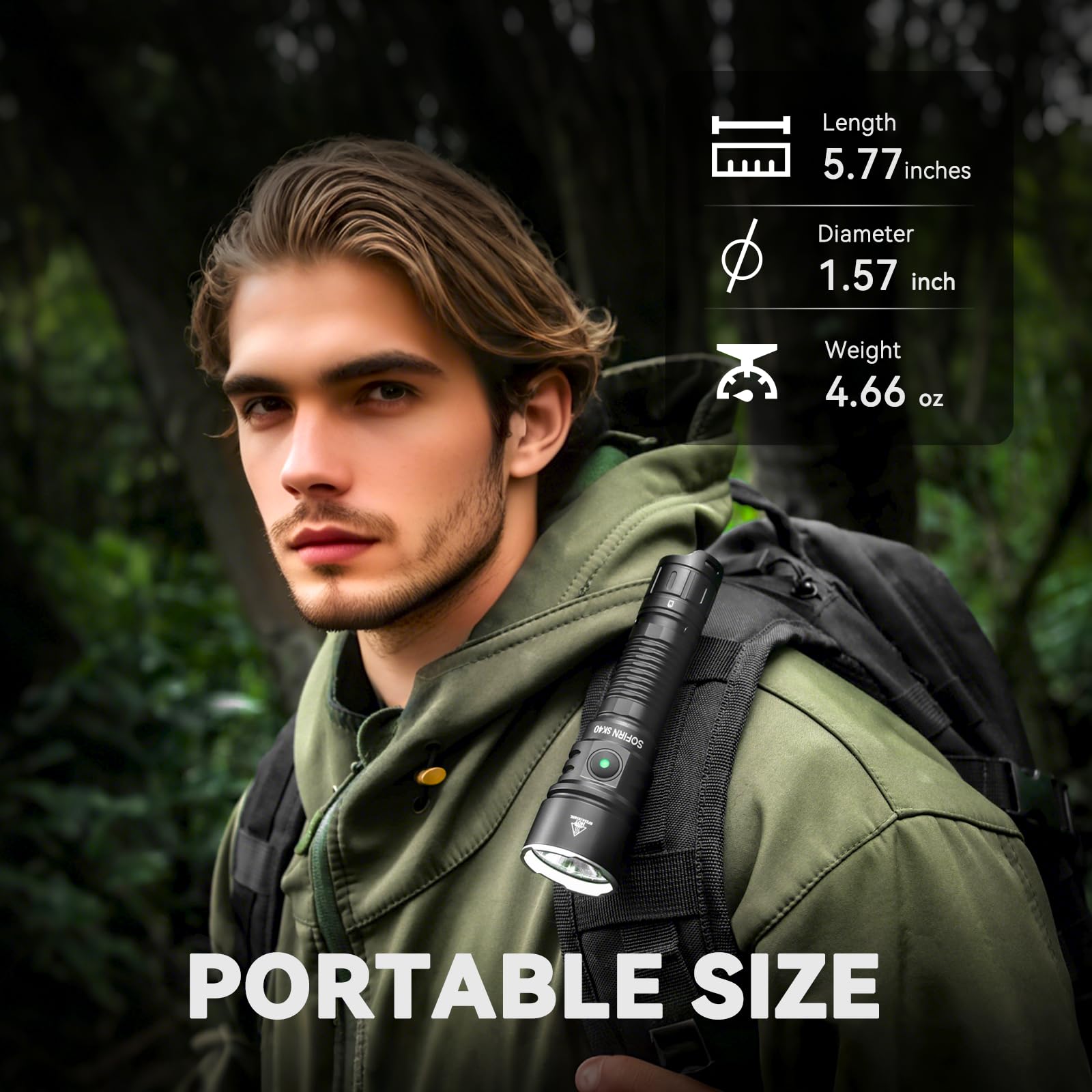 Sofirn Sk40 Utility Flashlight 3200 Lumens, Rechargeable Edc Flashlight With 580 Meters Long Throw, Dual Switches Led Flash Light Spotlight For Camping Hiking Hunting Searching