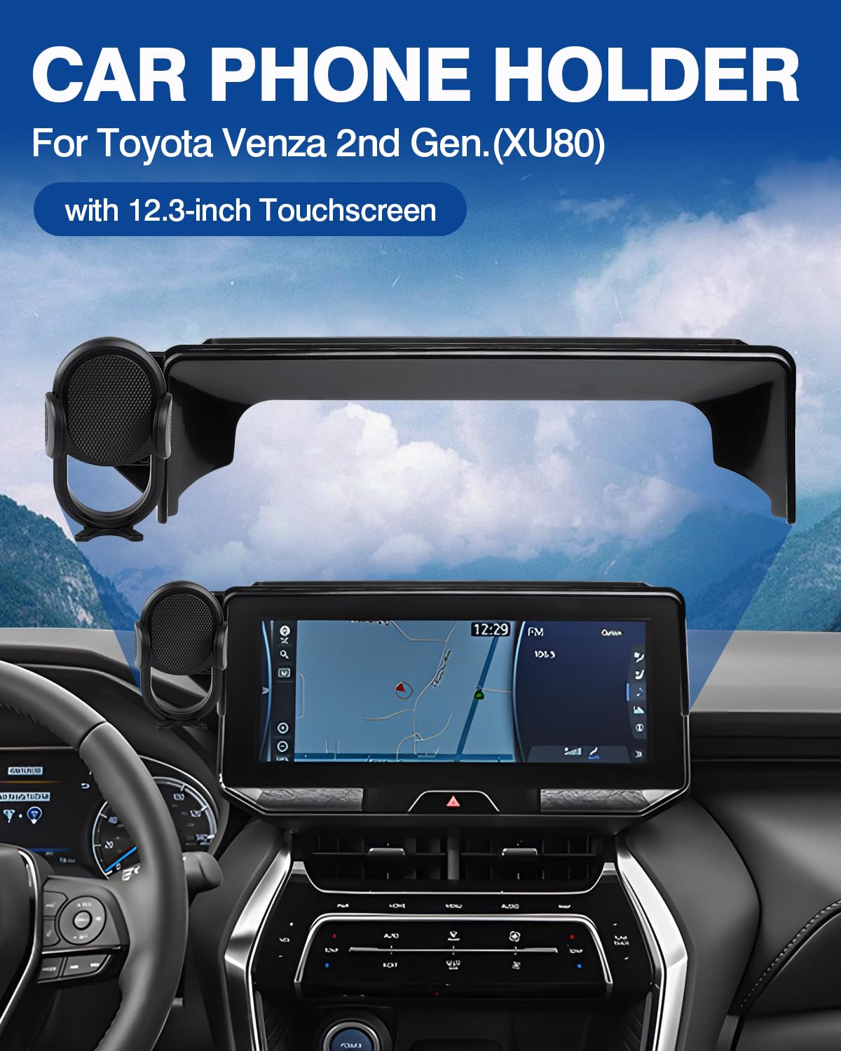Autorder Car Phone Holder For Toyota Venza     Accessories Phone Mount 12.3" Screen Cell Phone Automobile Cradles 360 Degree Rotation (Not Fit Screen With Automatic Light Sensor)