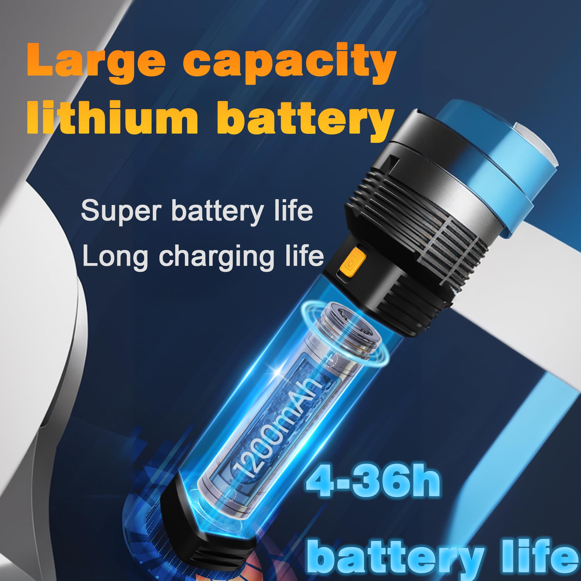 Mllnfue 2Pcs Solar Flashlight Rechargeable 1500 Lumen Led Flashlight With Emergency Strobe And 2000 Mah Battery With Fast Usb Charging For Emergency, Camping