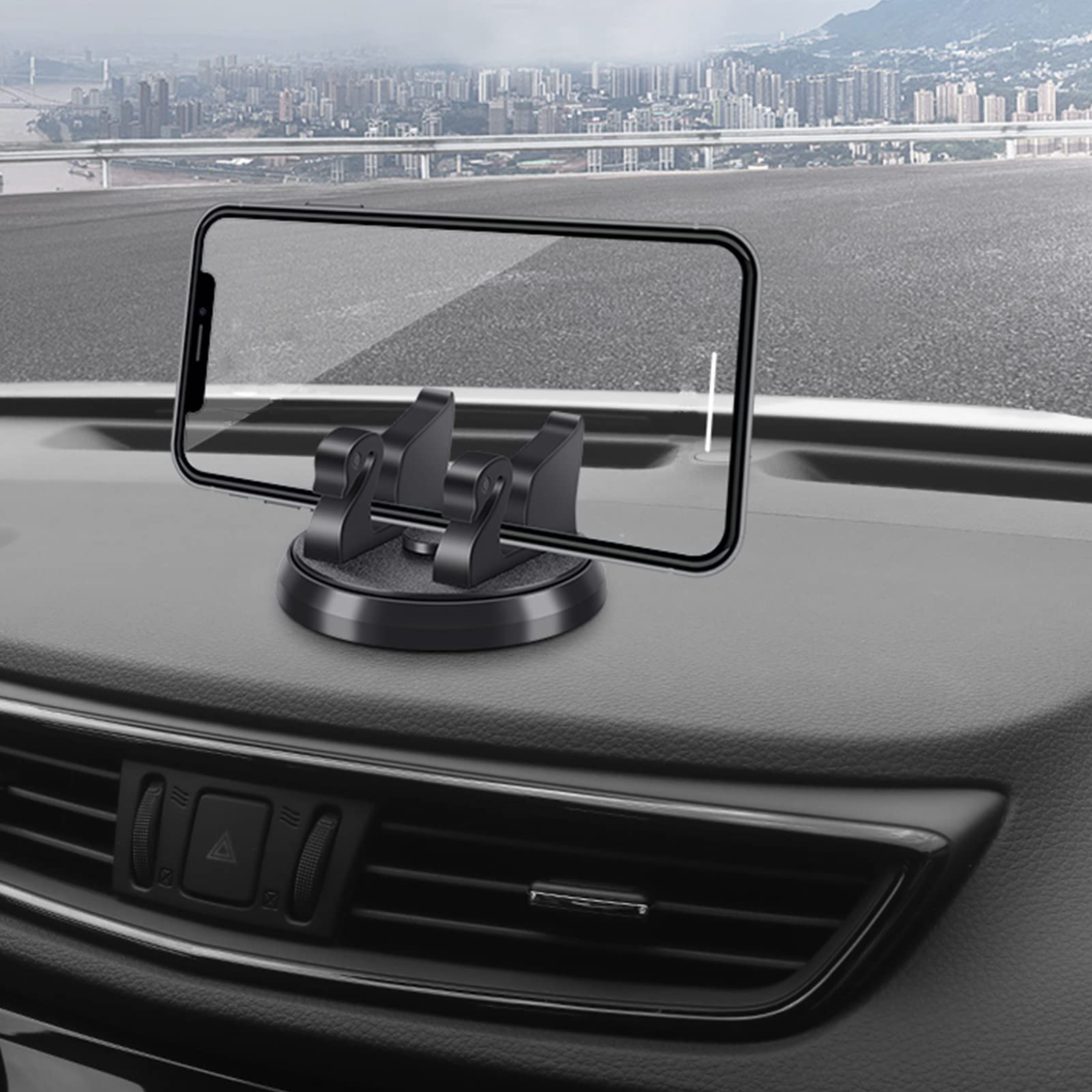 Smeyta Dashboard Phone Holder For Car Vertical Horizontal 360 Rotate,Cell Phone Holder For Car Compatible With I-Phone Samsung Android Smartphones Gps Devices For Various Dashboards(1Pc,Black)