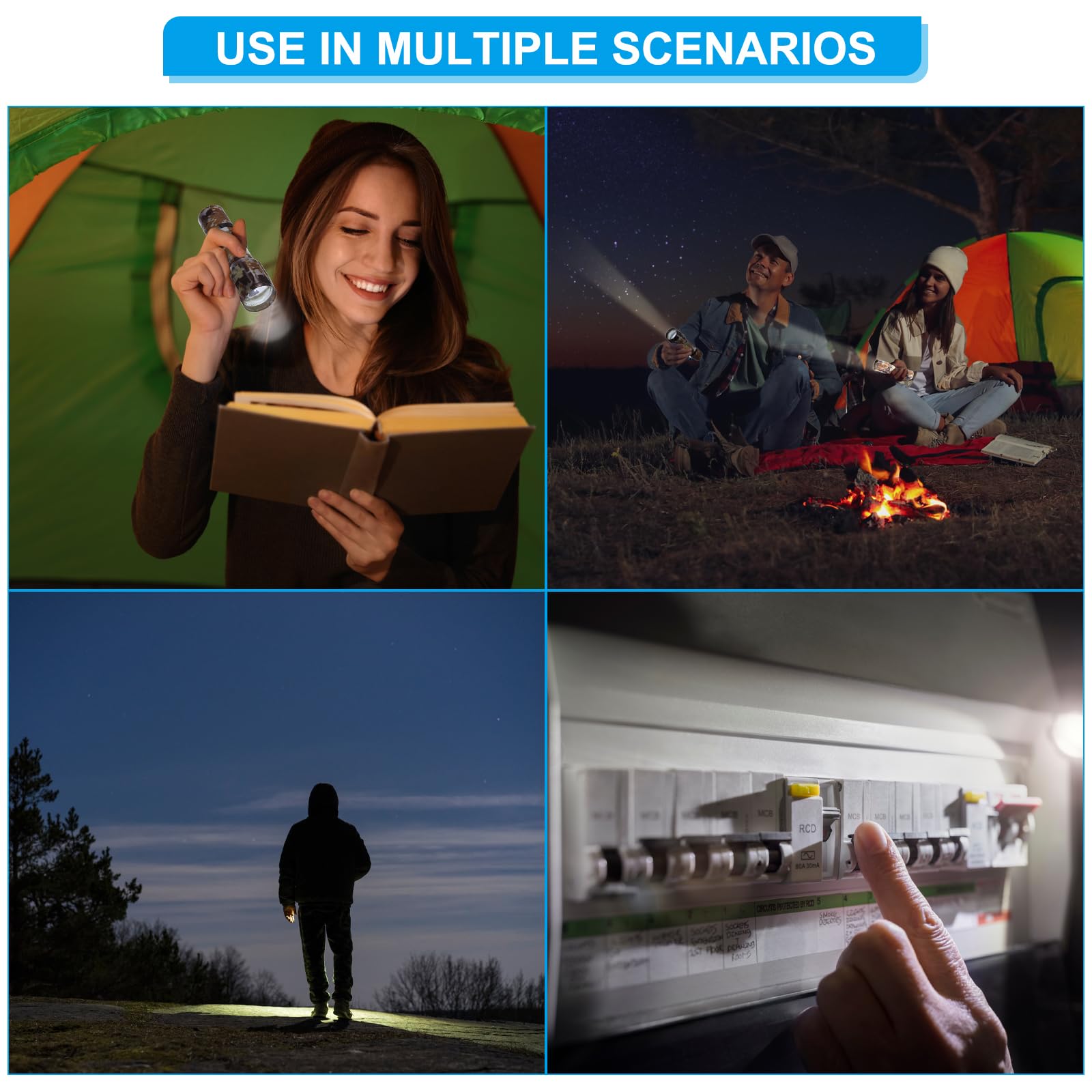 Patikil Scalable Led Flashlight, 3 Mode High Lumens Led Flashlight Aluminum White Light Torch Usb Rechargeable For Hiking Camping, Camouflage Brown