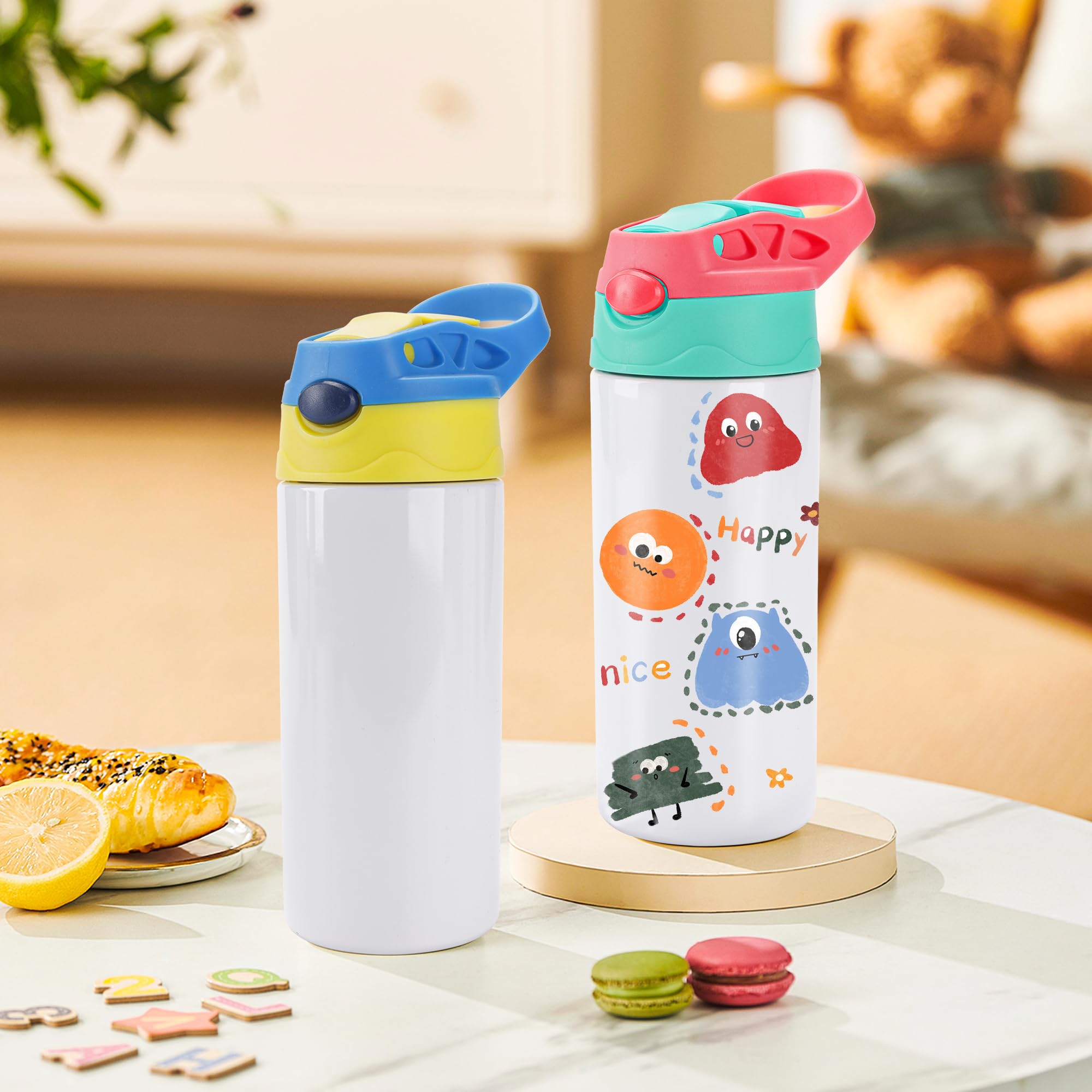 Joyclub 5 Pack Kids Sublimation Tumbler With Lid And Straw 12 Oz Kids Sublimation Water Bottles