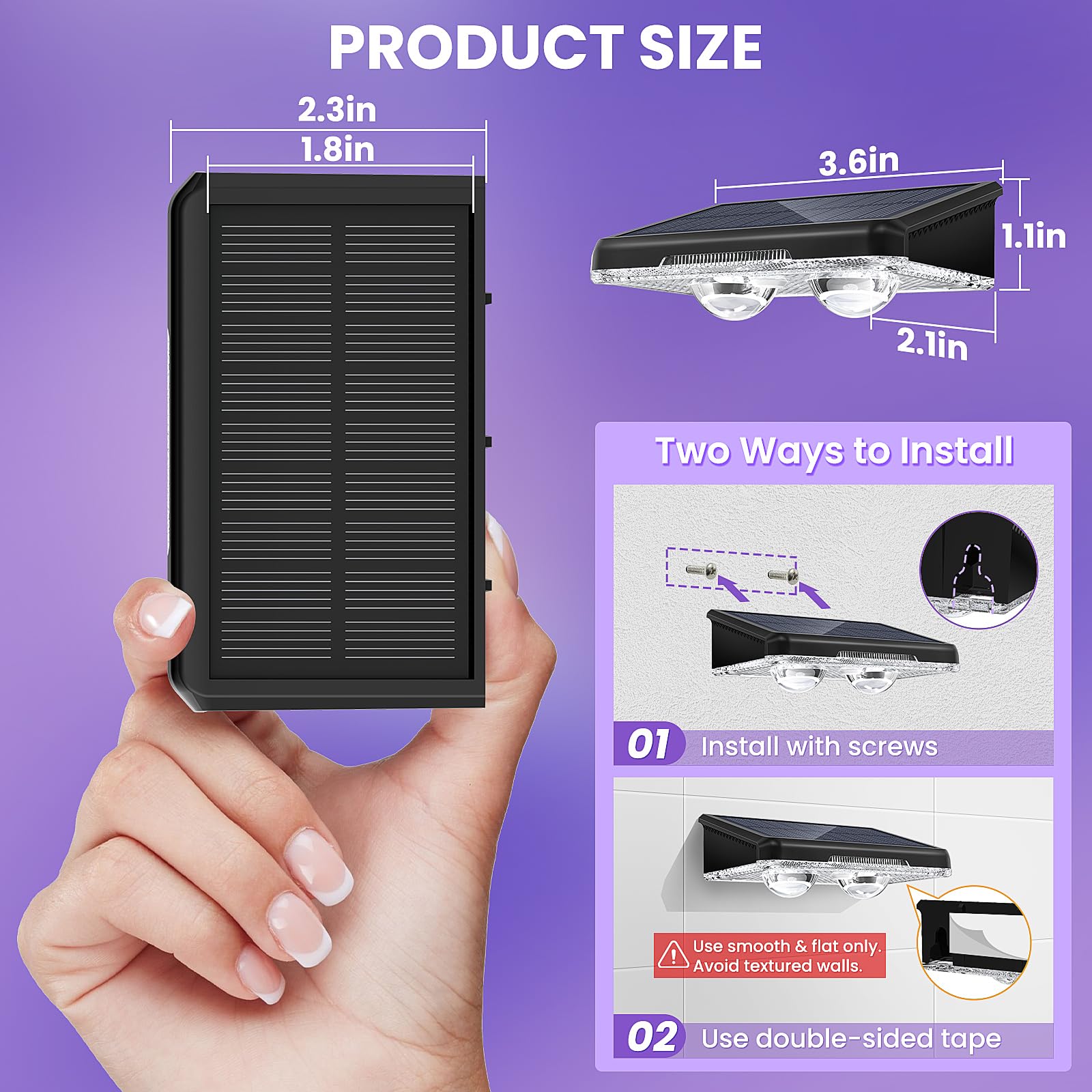 Apilab Solar Fence Lights Outdoor 16 Pack - 8 Modes (Rgb Cycle/Fixed), Solar Powered Ip65 Waterproof, Auto Dusk To Dawn Fence Light, Solar Lights Decor For Deck, Step, Wall, Patio, Pathway, Stairs