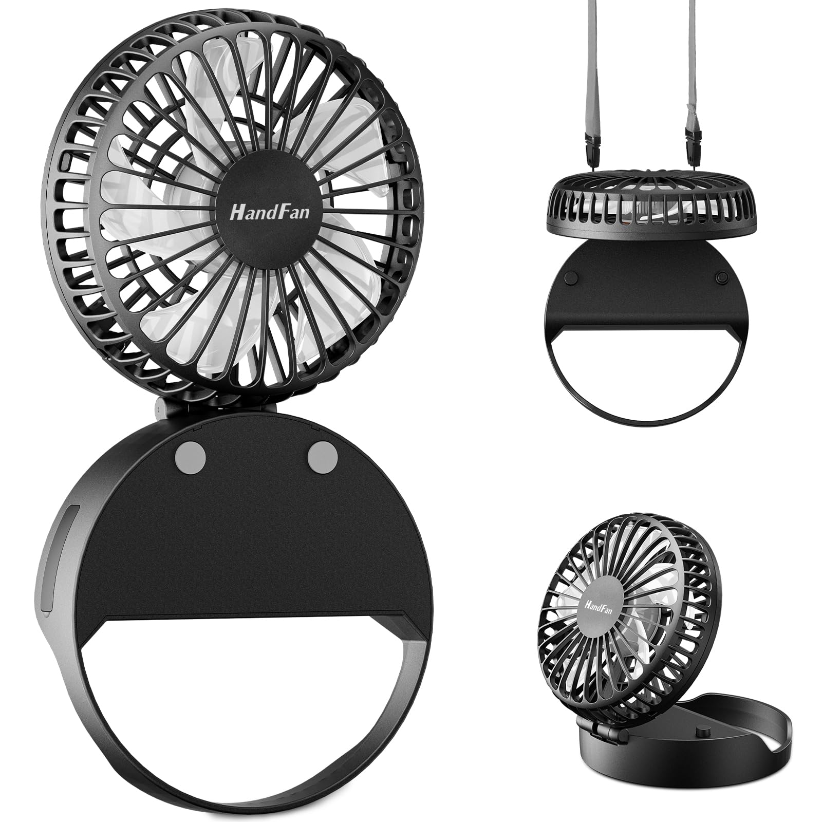 Handfan Handheld Mini Fan Rechargeable, Personal Necklace Fan, 3 In 1 Hand Fans, Small Pocket Fans - Koospark