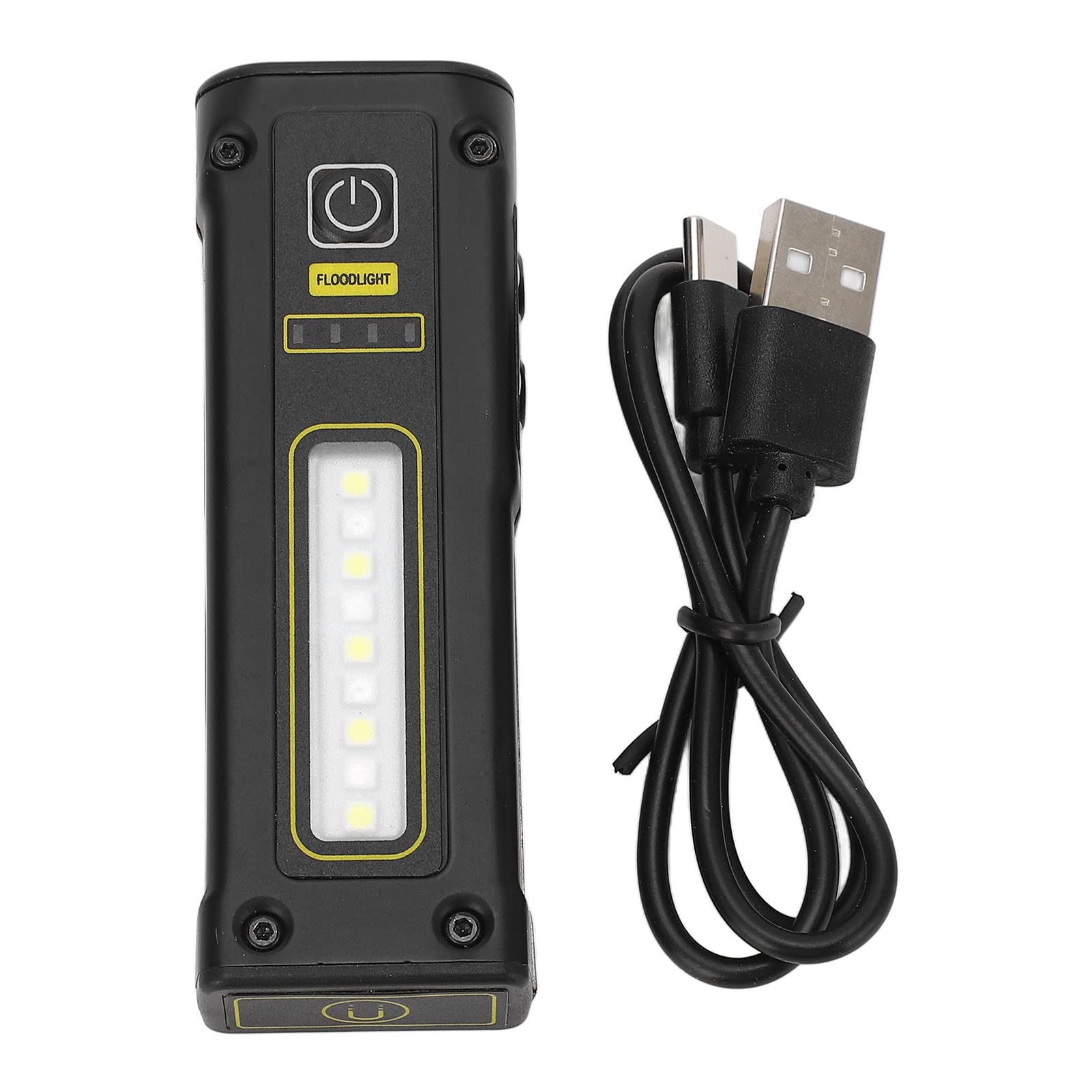 Hyuduo 1500Mah Magnetic Flashlight, Black Flashlight Spot Light Magnet Suction Ipx4 Waterproof Rechargeable Warning Flashlight 1500Mah, Handheld Flashlights