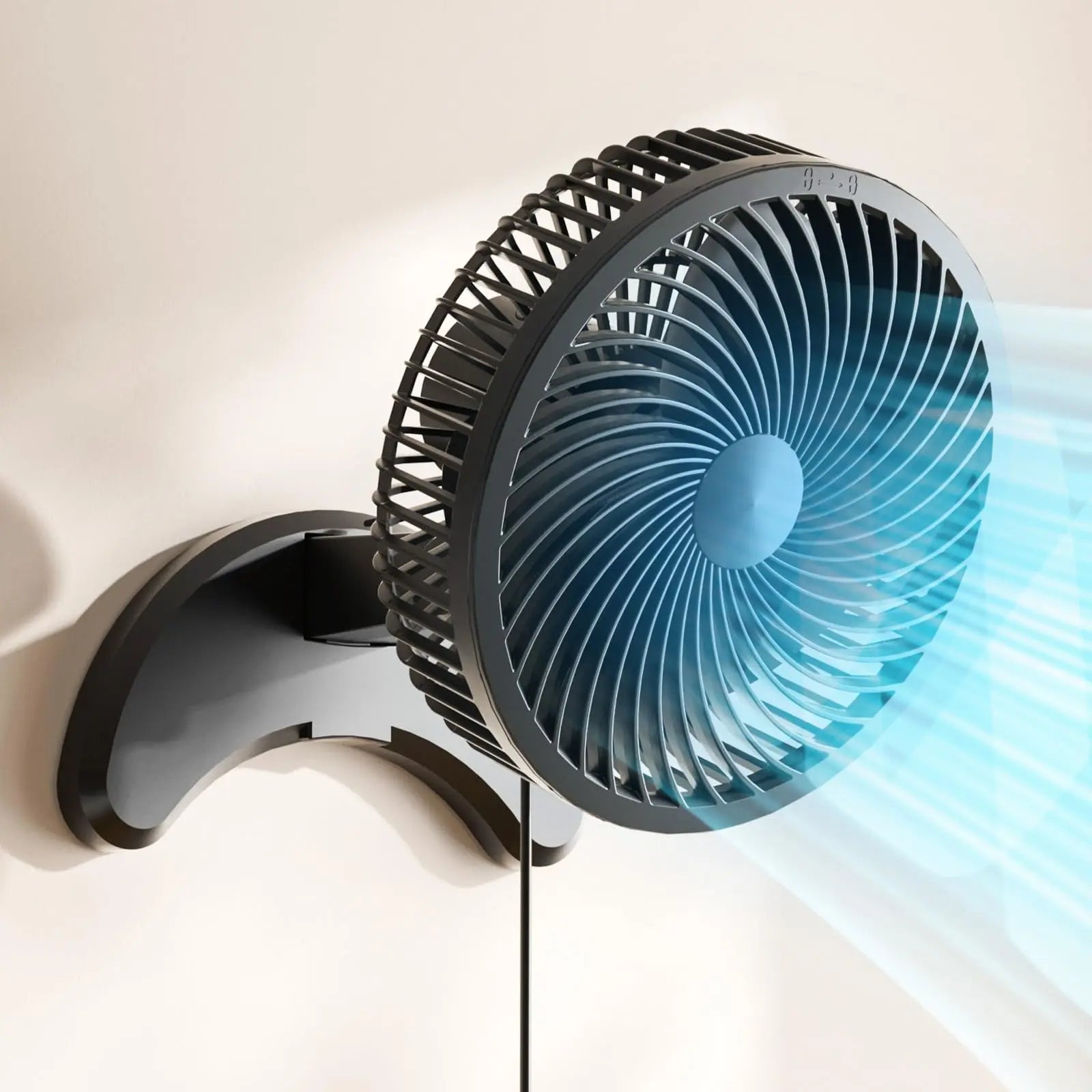 Koonie 8'' Wall Mount Fan, Quiet Small Wall Fan with Timer, 8.2ft Wired Remote, 80° Oscillation, 100° Adjustable - Koospark