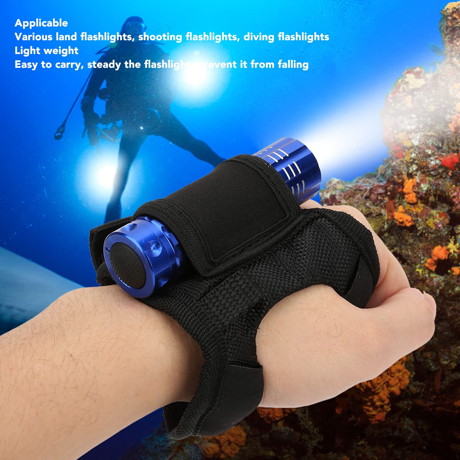 Horoper Flashlight Holster, Flashlight Case Adjustable Diving Torch Protective Covers With Nylon Fixing Wrist Strap For 20‑38Mm Diameter Flashlight