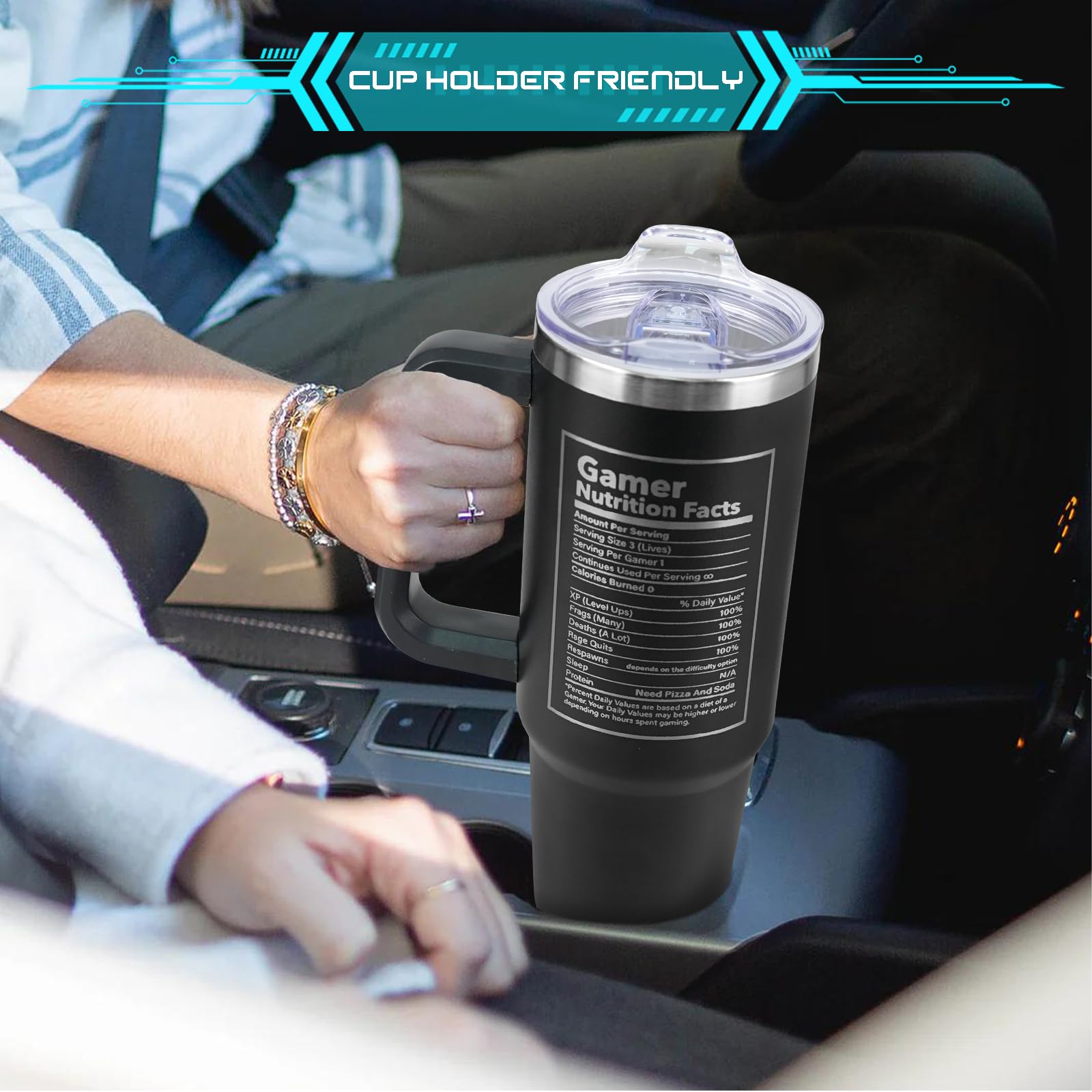 30 Oz Gaming Tumbler With Handle And Straw, 30Oz Insulated Stainless Gaming Tumbler Coffee Travel