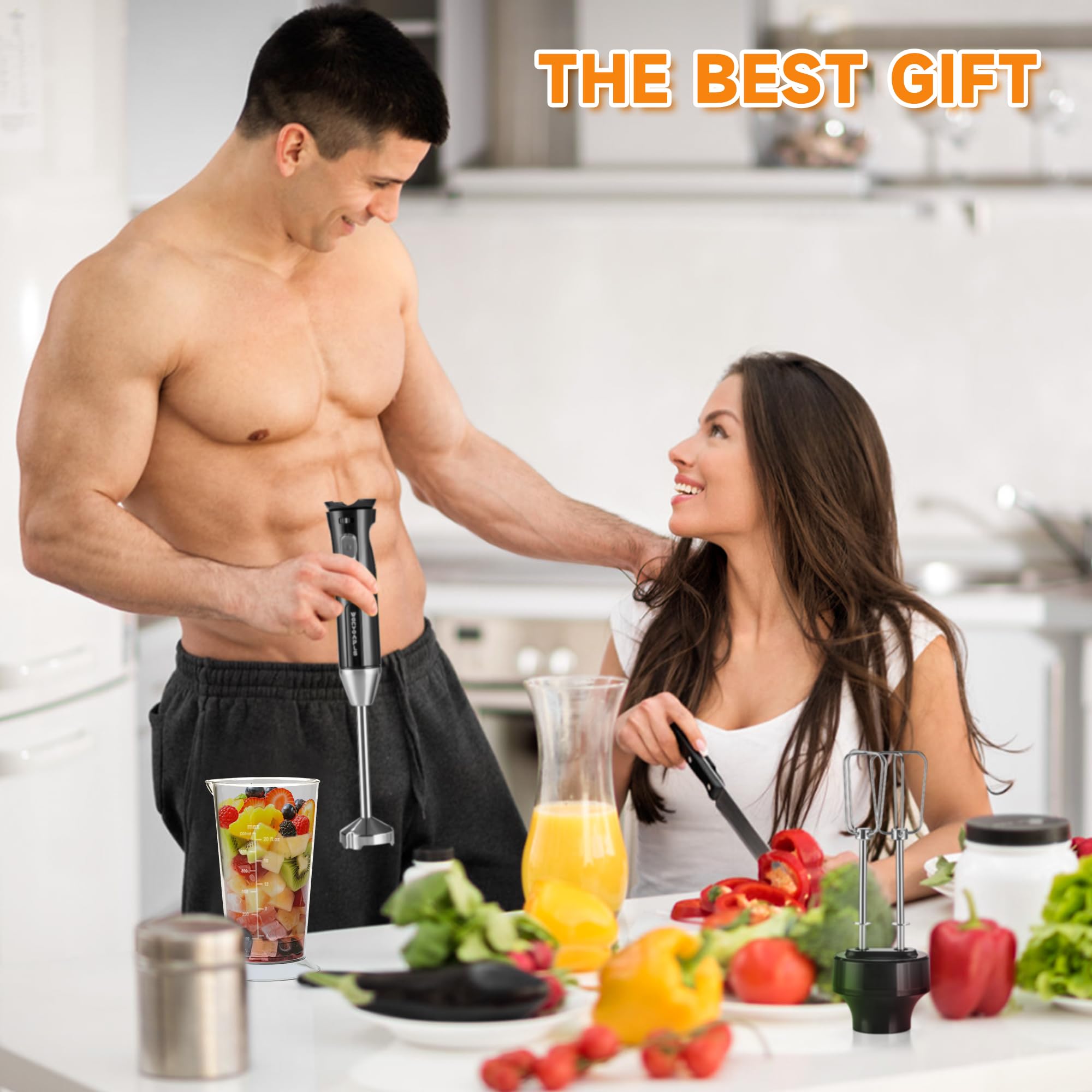 Wanvoapls Immersion Blender Handheld, Hand Mixer With Sharp Blades, Kitchen Gadgets, Stick Blender Perfect For Smoothies, Soups, And Sauces Portable Mixer Compact And Easy To Clean