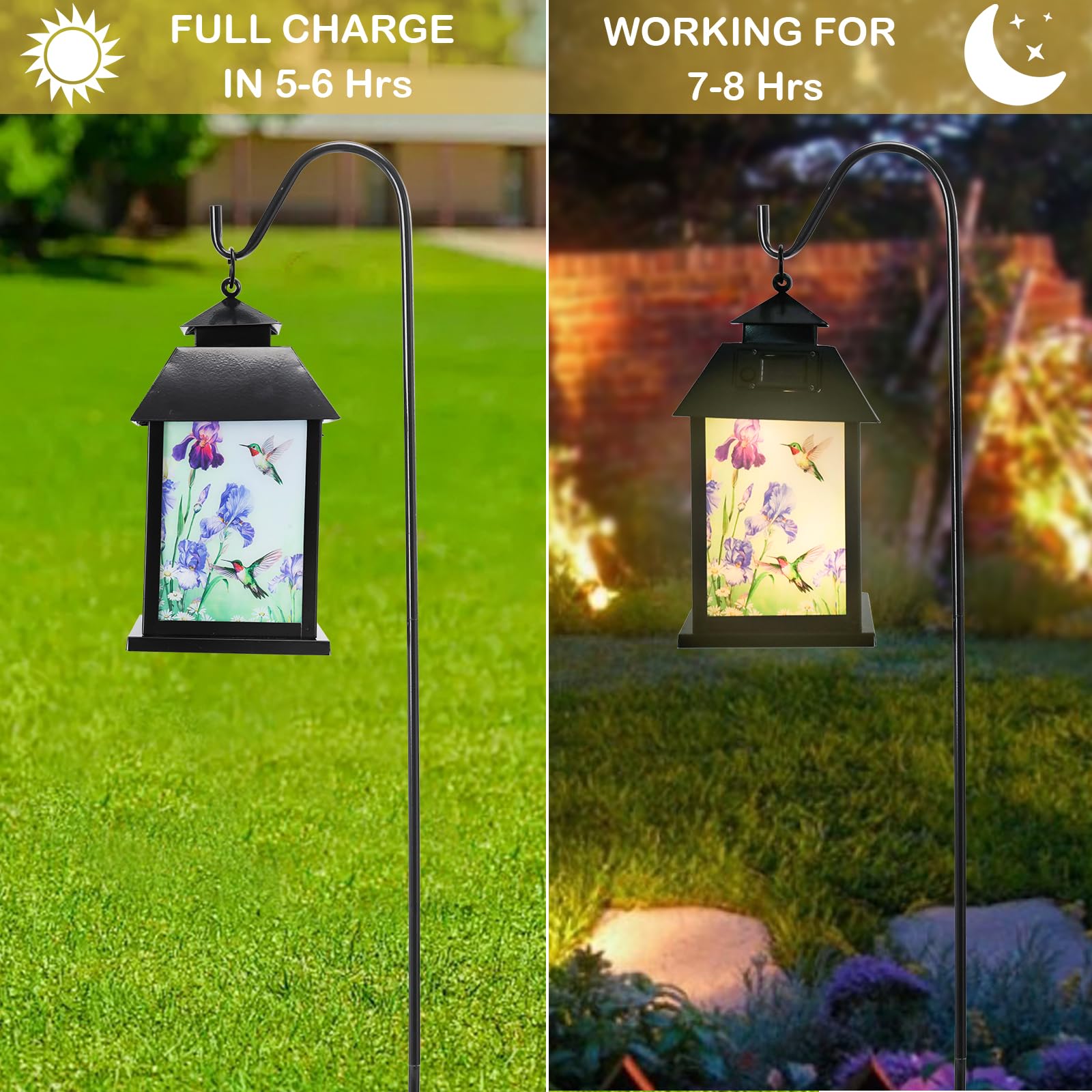 Afirst Solar Lantern Outdoor, Hanging Lights Decorative Hummingbird Outdoor Lighting Waterproof Umbrella Lights For Patio Garden, Table,Party Decor(Included Shepherd Hook)