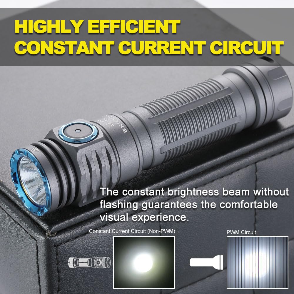 Skilhunt M200 1400 Lumens Bright Magnetic Usb Rechargeable Led Flashlight For Edc, Outdoor, Rescue, Searching, Hiking And Emergency (Black, Neutral White High Cri)