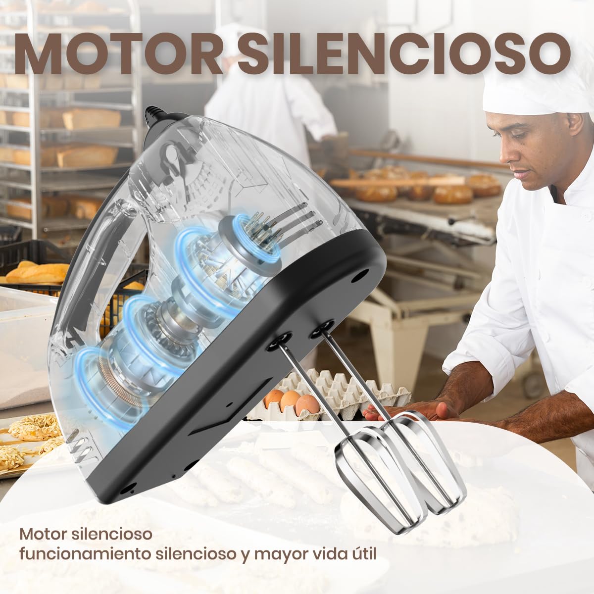 Lxwpamyt Hand Blender, Professional 7 Speed Mixer, Electric Pastry Mixer With 2 Rods And 2 Hooks, For Mixing Cookies, Beating Food, Eggs, Cakes