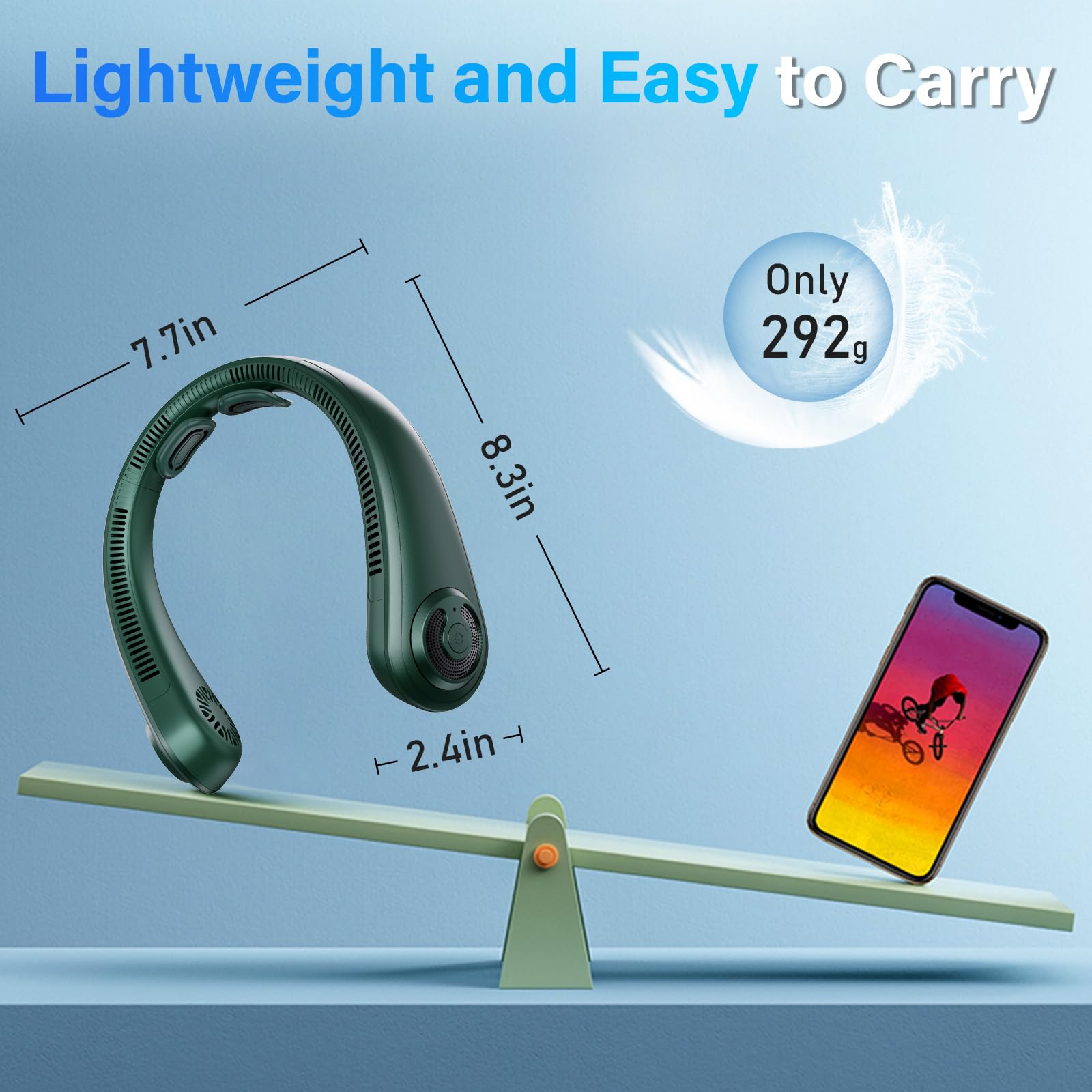 Neck Fan - Portable Neck Fan With Neck Support, 5 Speeds, All Around Airflow, Hand-Free Bladeless