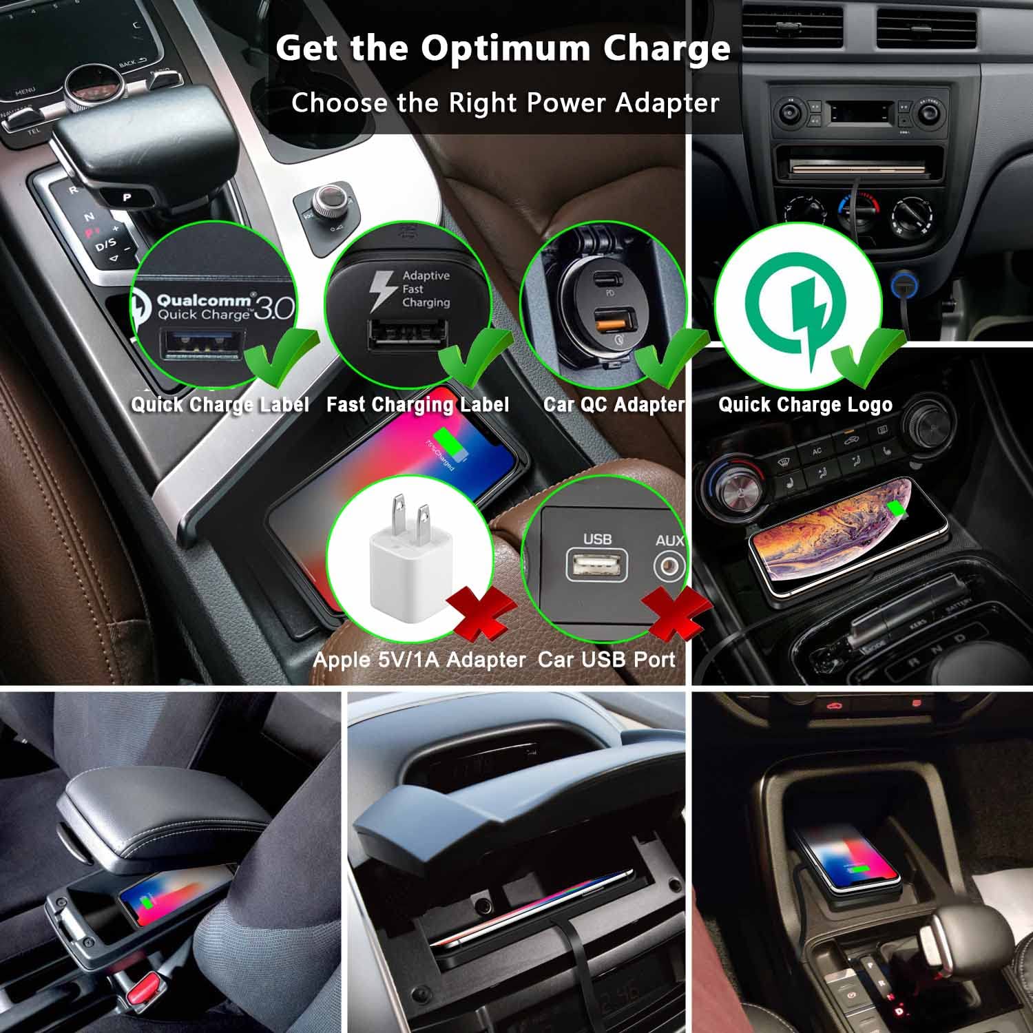 Tasumato Wireless Car Charger Qc 3.0 Usb Adapter Kit Fast 15W 10W 7.5W Quick Charge Qi Charging Pad For Iphone 14 13 12 Mini 11 Pro Max 8 Plus X Xr Xs Lg G8 Samsung Note 9 Galaxy S10 S20 S21 S22 Android Phones