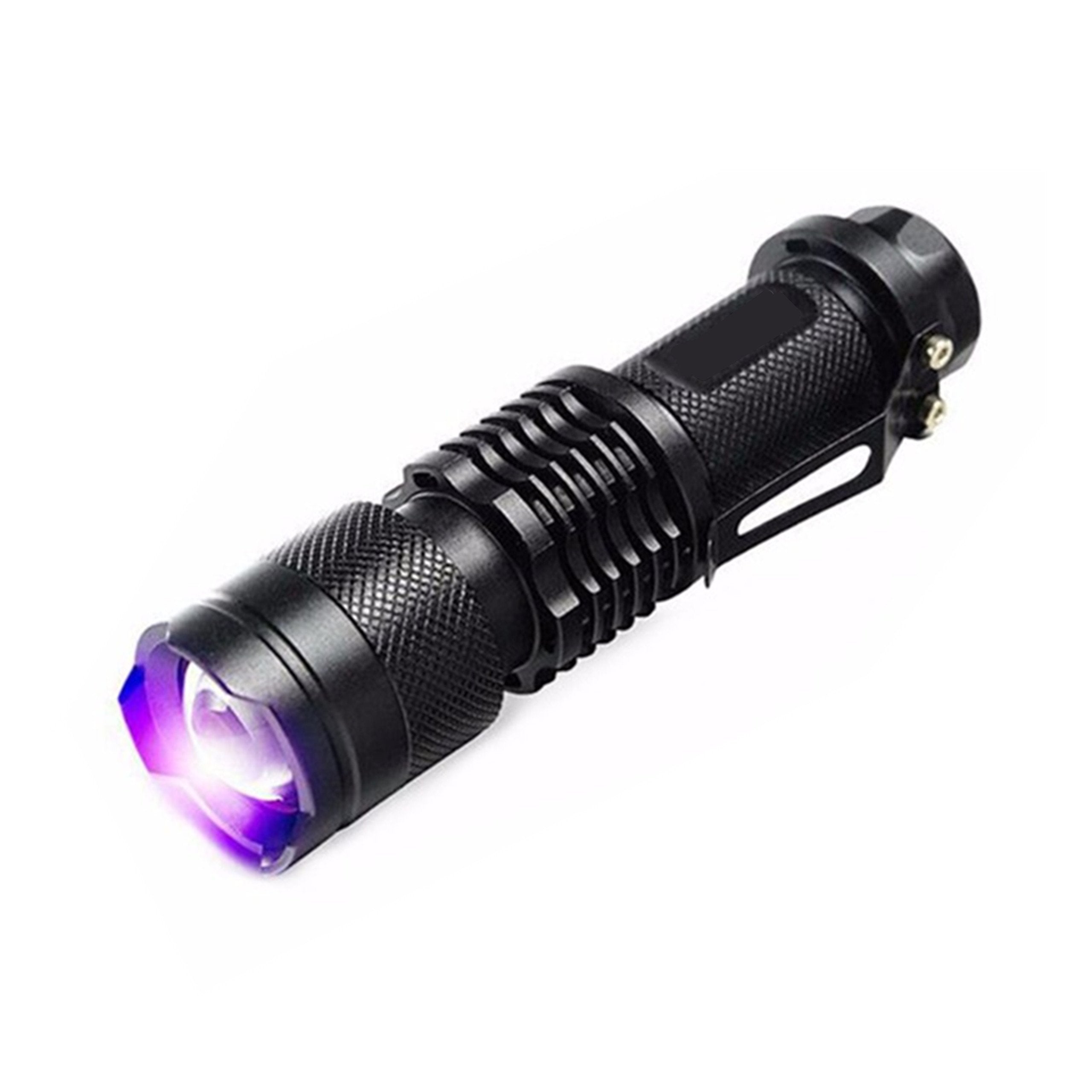 Wollcocer Black Light Uv Flashlight Led 7W 300Lm Sk68 Zoomable Ultraviolet Blue Light Torch For Scorpions Dog Cat Pet Urine Detector Fluorescent Minerals