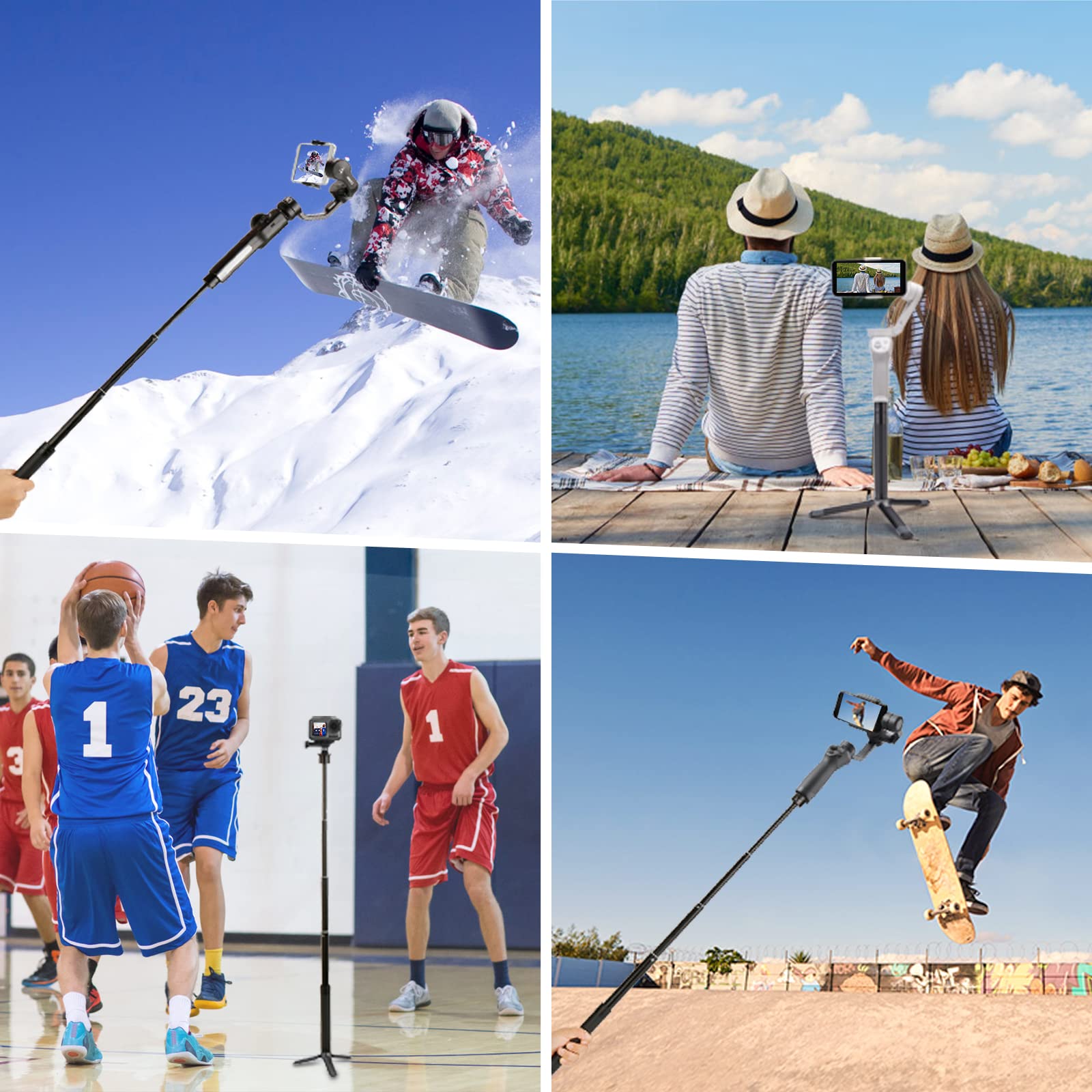 Yiliwit 29Inch Extension Selfie Tripod Mount Kit For Dji Moza Zhiyun Smartphone Gimbal Stabilizer For Iphone 16 15 14 13 12 Pro Max, Extendable Selfie Stick Foldable Pole Photography Setup