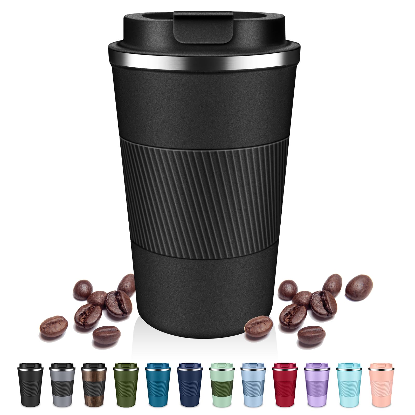 Insulated Coffee Tumblers With Flip Lid 12Oz / 17Oz, Stainless Steel Travel Coffee Mug Leak Proof