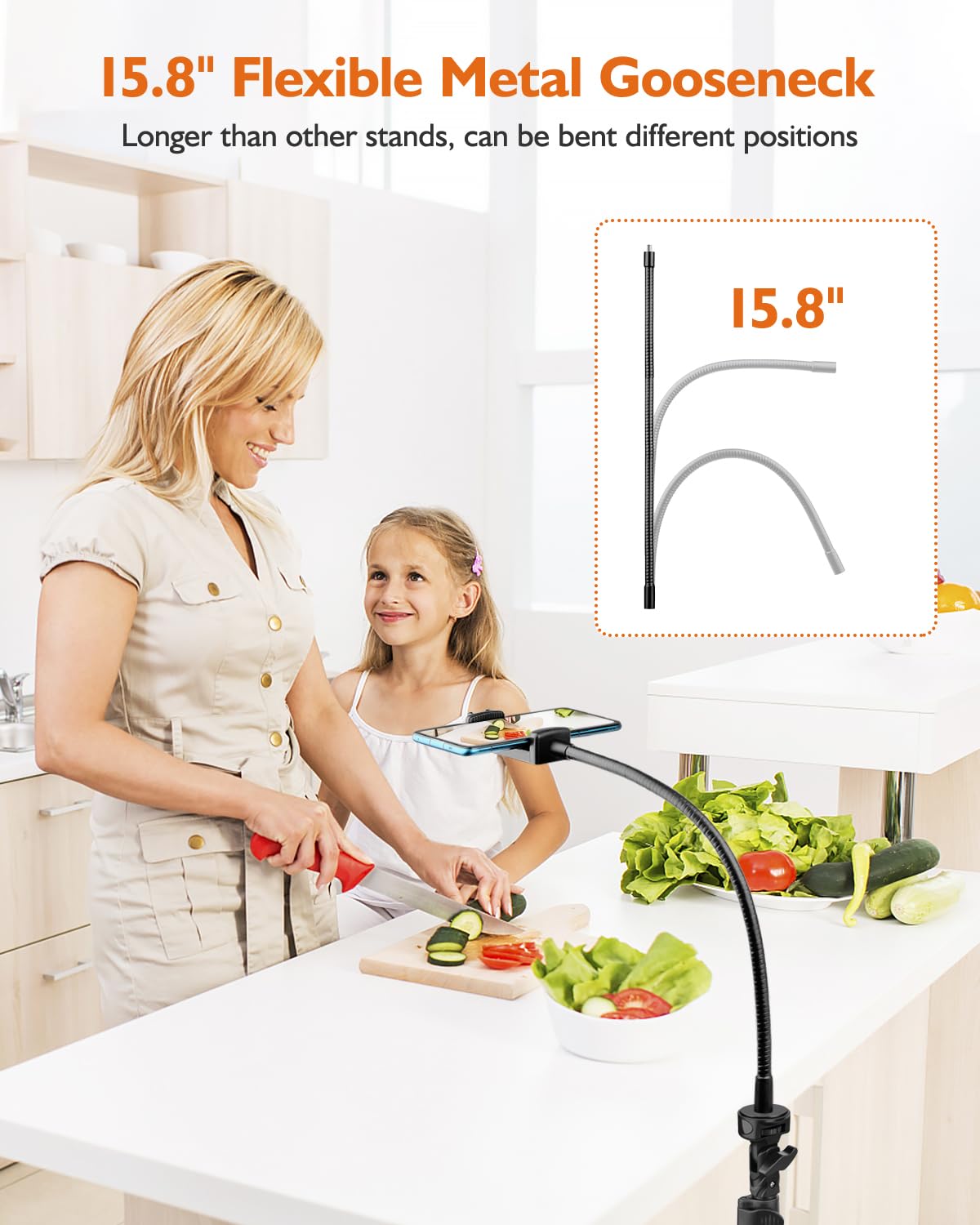 Victiv Phone Tripod Stand With Gooseneck And Remote, 85" Tall Tripod For Iphone Adjustable, Overhead Phone Stand For Recording/Watching/Cooking/Fitness/Vlog, Compatible With Iphone Android, Digital Camera