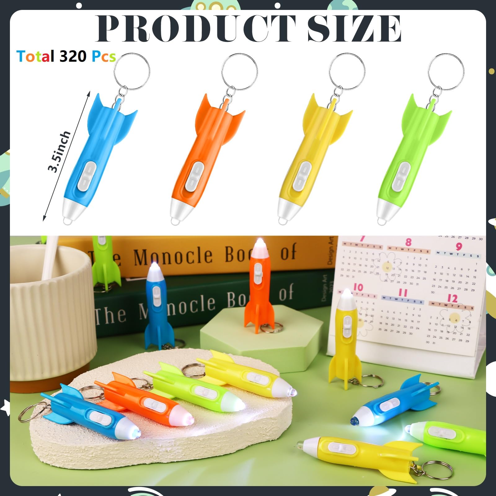Hcewsbfd 320 Pcs Helicopter Mini Flashlight Keychain,Rocket Led Flashlight, Mini Flashlights In Bulk Colorfulsmall Led Flashlight Keychain Astronaut Party Favors For Kids