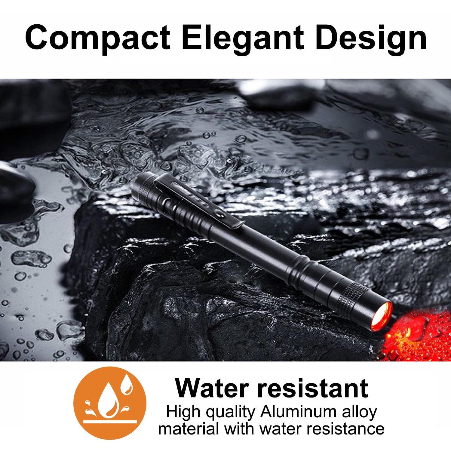 Hyvczp 4 Pcs Red Light Flashlight, Super Bright Led, Water Resistant, Aluminum, Black, For Observation, Astronomy, Outdoor Activities