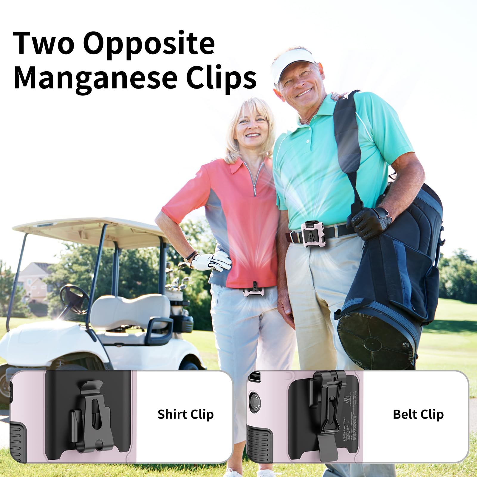 Socool 10000Mah Portable Waist Fan Clip On Wearable Belt Personal Fan Rechargeable Battery Operated