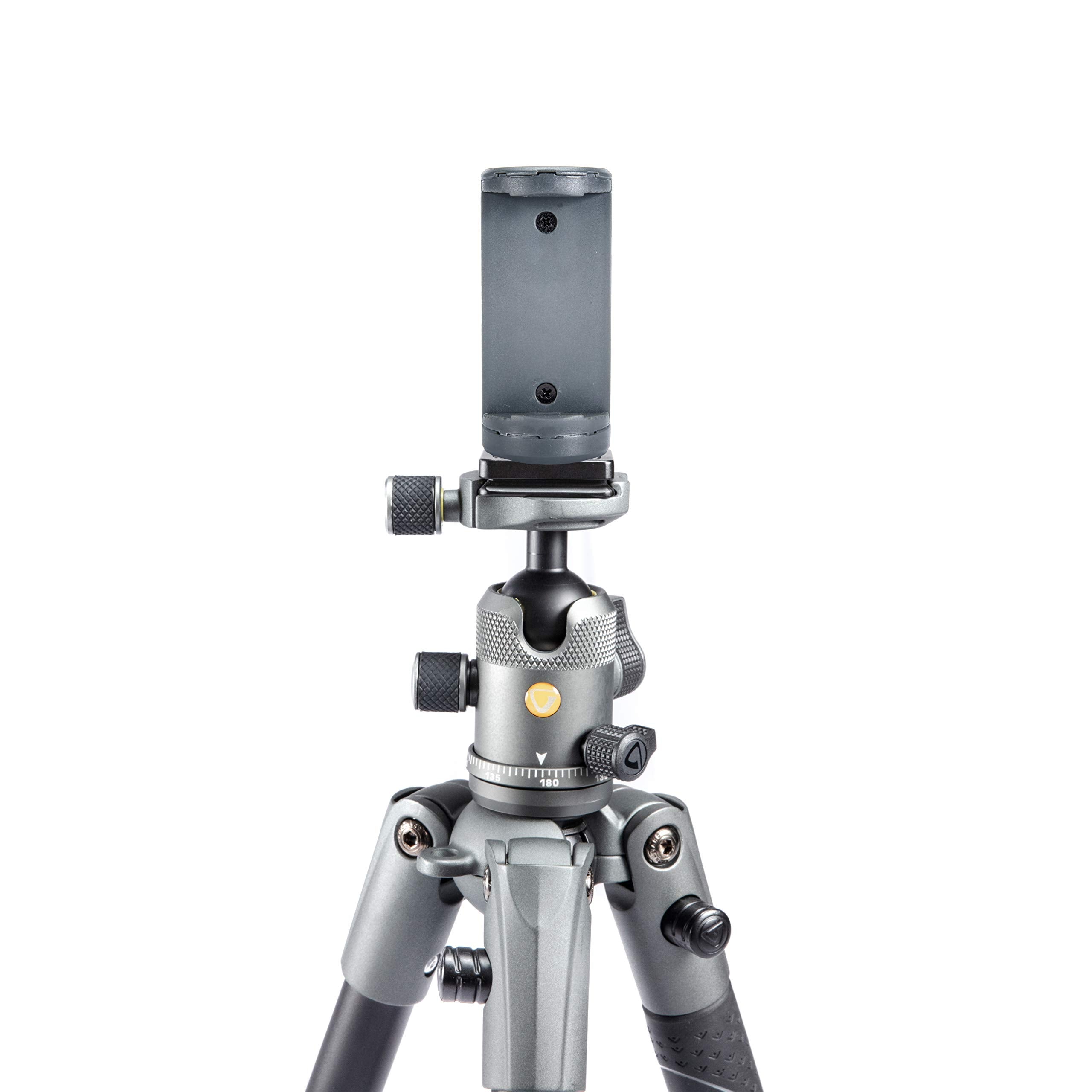 Vanguard Veo2S235Ab Aluminum Travel Tripod With Ball Head, Monopod Option, Smart Phone Holder, Spiked Feet, And Tripod Bag