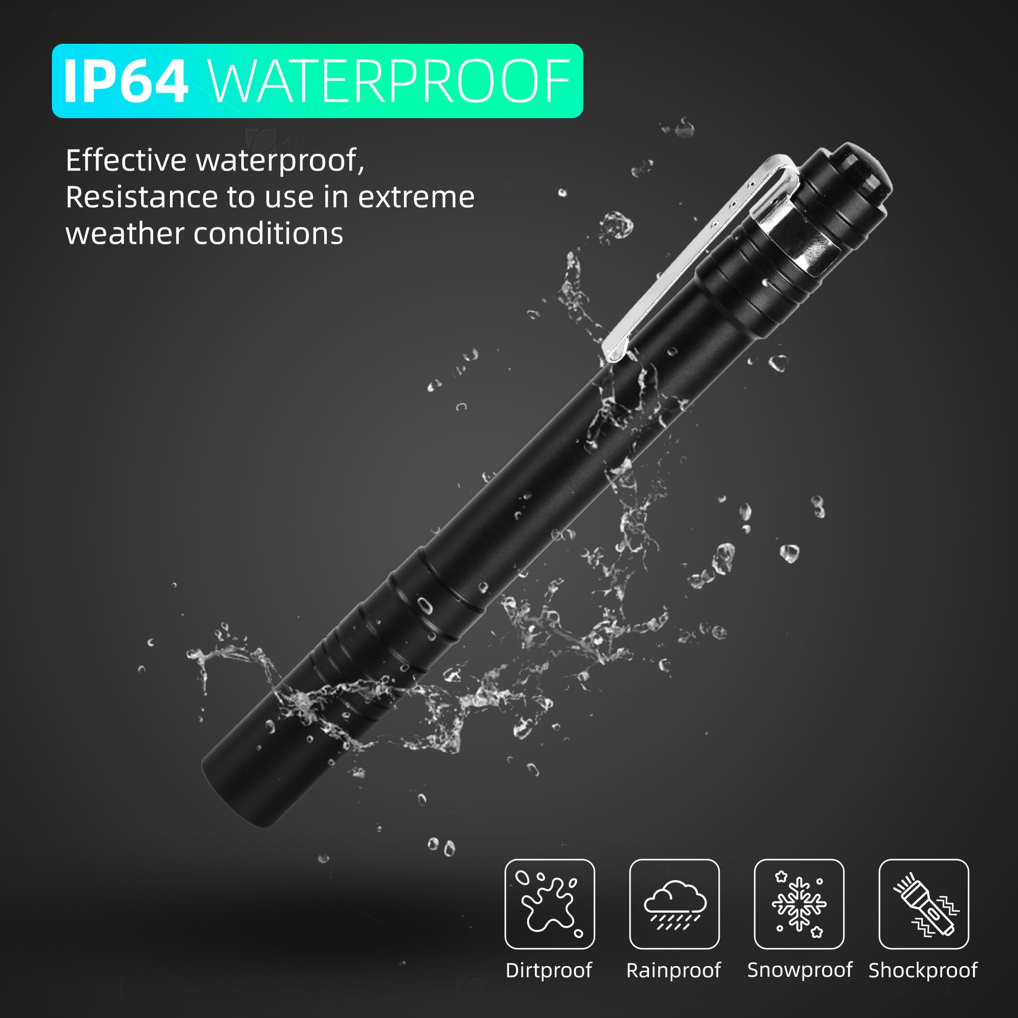 Bonashi Led Mini Pen Flashlights, Lightweight, Pocket Flashlight Powered By 2Aaa Battery With Clip, 2 Pack For Work, Emergency (Battery Included)