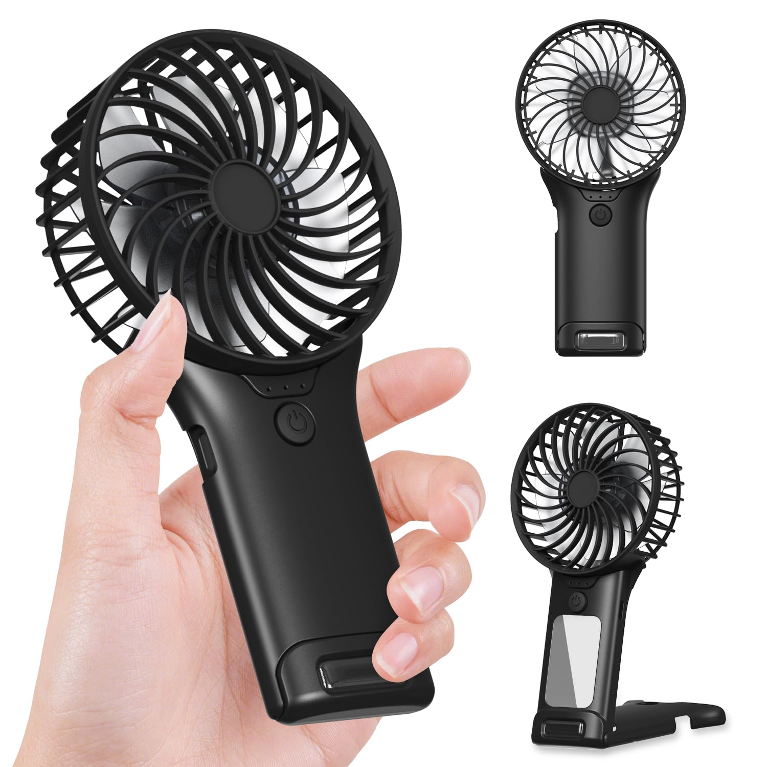 Gehen Portable Pocket Fan, Usb Rechargeable, Mini Fan With Mirror, 4 Gear Wind, Up To 15 Hours - Koospark