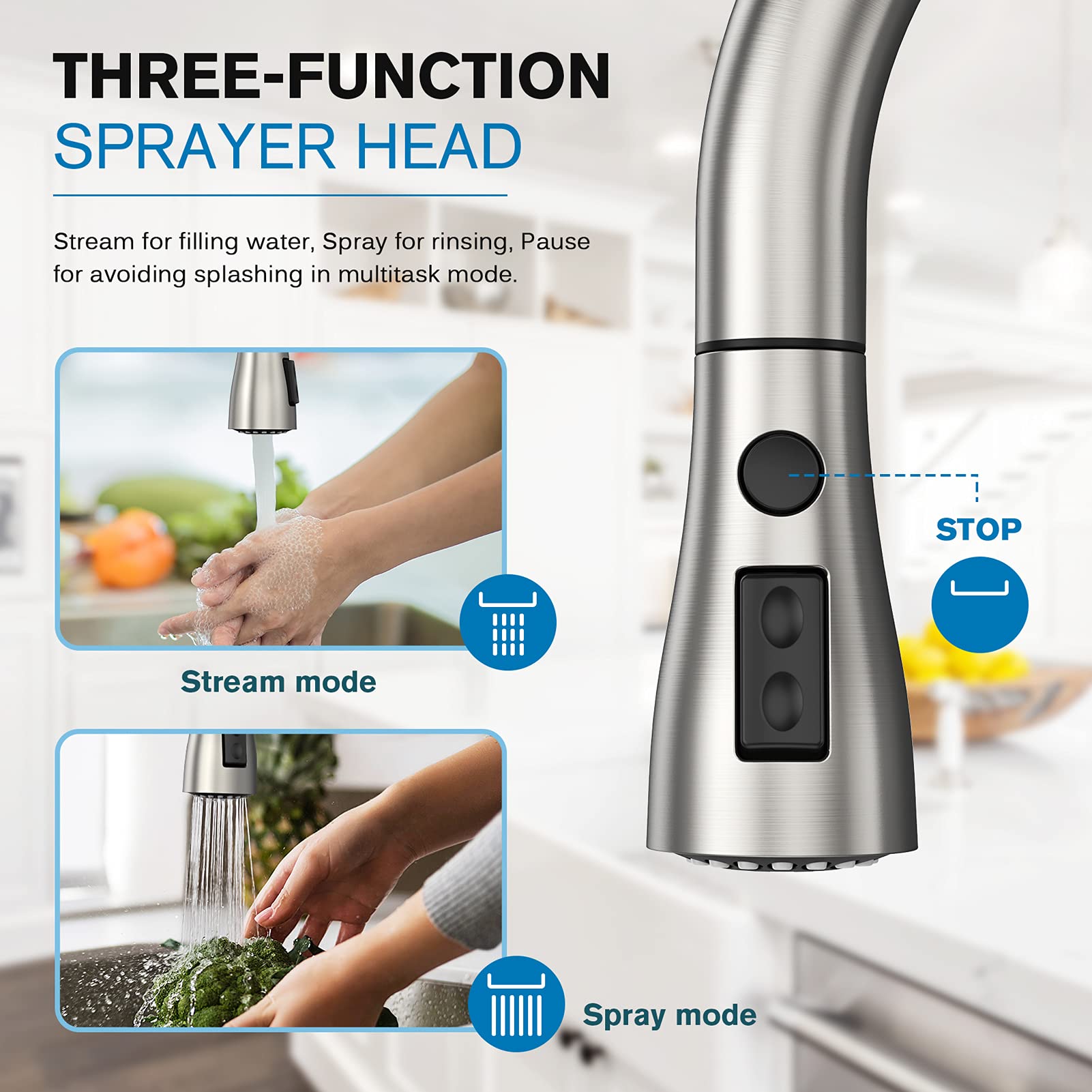 Ifaucet Kitchen Faucets, Kitchen Faucet With Pull Down Sprayer, High Arc Single Handle Kitchen Sink Faucet With Water Lines, Brushed Nickel Kitchen Faucet With Sprayer, Rv Sink Faucets