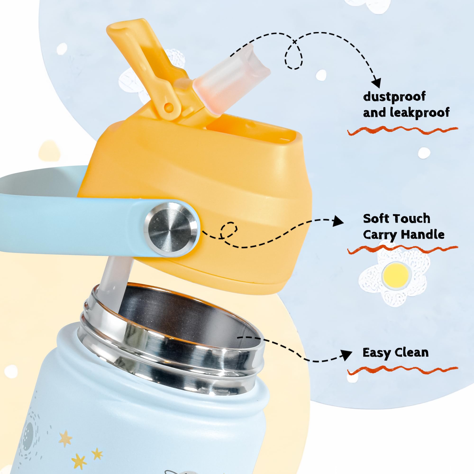 Agh 12Oz Stainless Steel Kids Water Bottle With Straw,Double Wall Vacuum Tumbler For Traveling