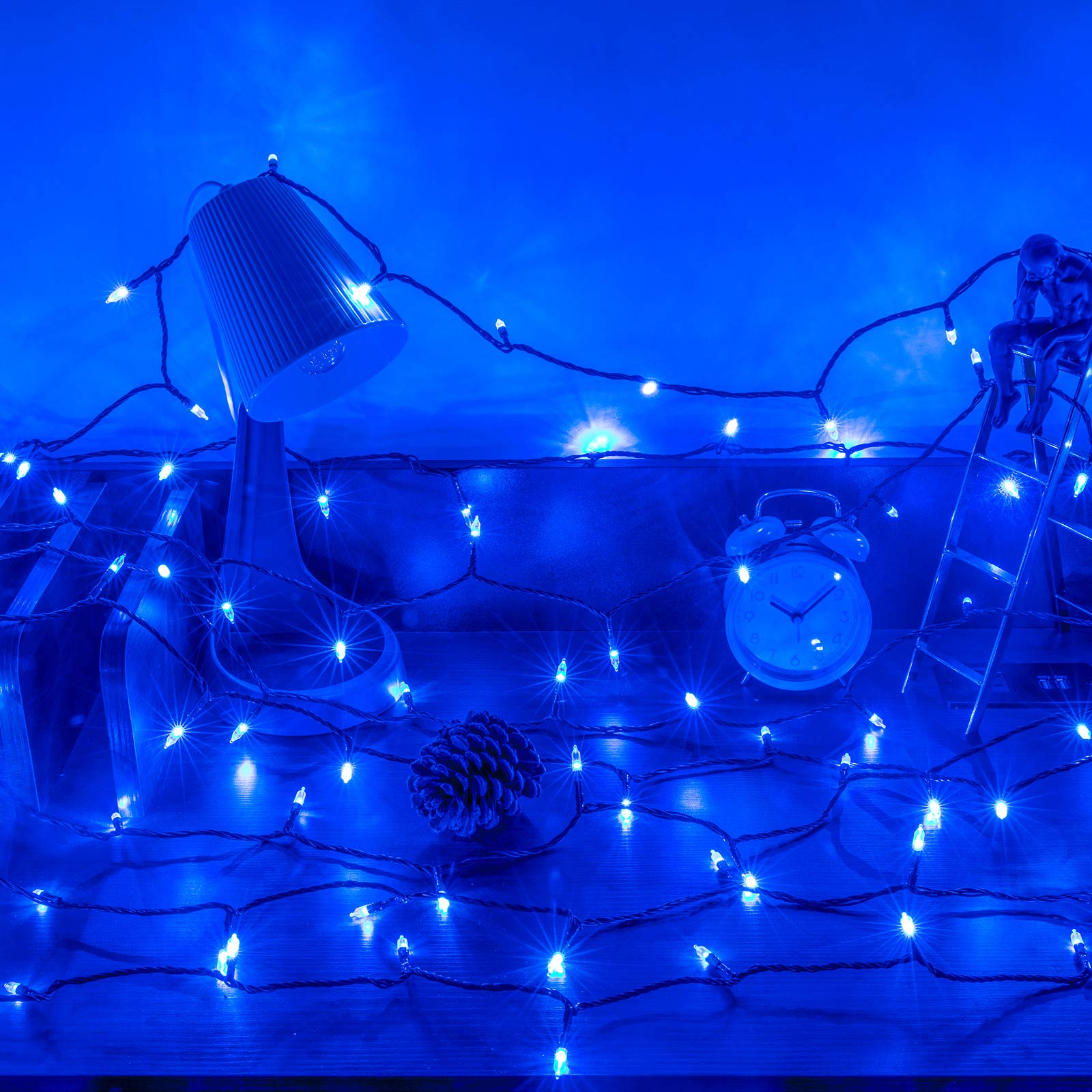 Awq 120Led 49Ft Fairy String Lights With Remote And Usb Powered, 8 Modes For Indoor And Outdoor Decorations (Blue)