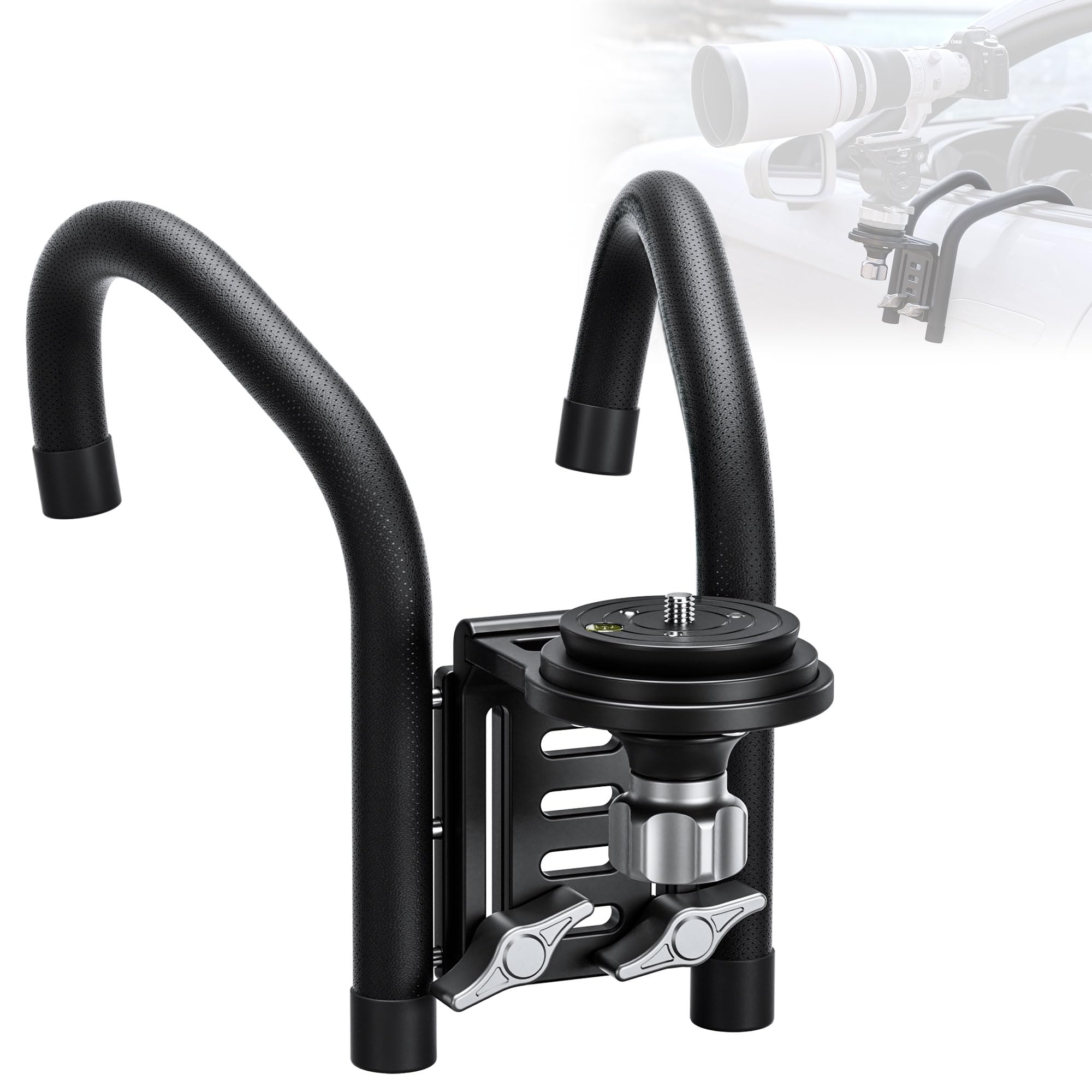 Leofoto Camera Window Stabilizer With 75Mm Bowl Base Leveling Adapter With 3/8" Screw, 80Mm Focusing Macro Rail, 10Kg/22Lbs Maximum Load Capacity, Camera Car Mount For Vlogging, Outdoor Photography (Wn-03)