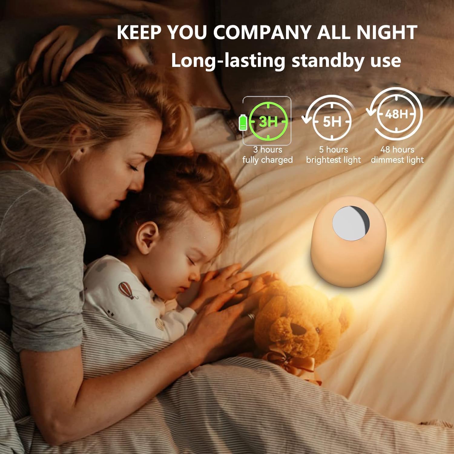 Hifree Touch Bedside Table Lamp,Portable Usb-C Rechargeable Night Light For Kids. Rgb Dimmable With 3 Modes For Bedroom, Nursery,Living Room. Soft Eye-Caring Small Lamp(Cold, Warm, And Rgb)