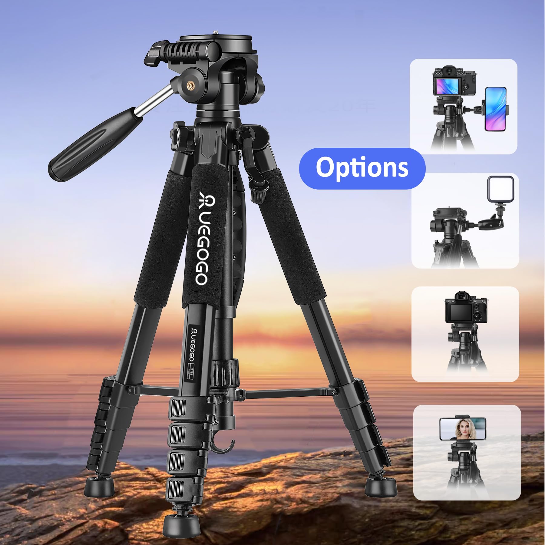 Senndio Black Q188 Tripod Mobile Phone Live Streaming Stand Photography Camera Slr Camera Stand Projection Fill Light Stand