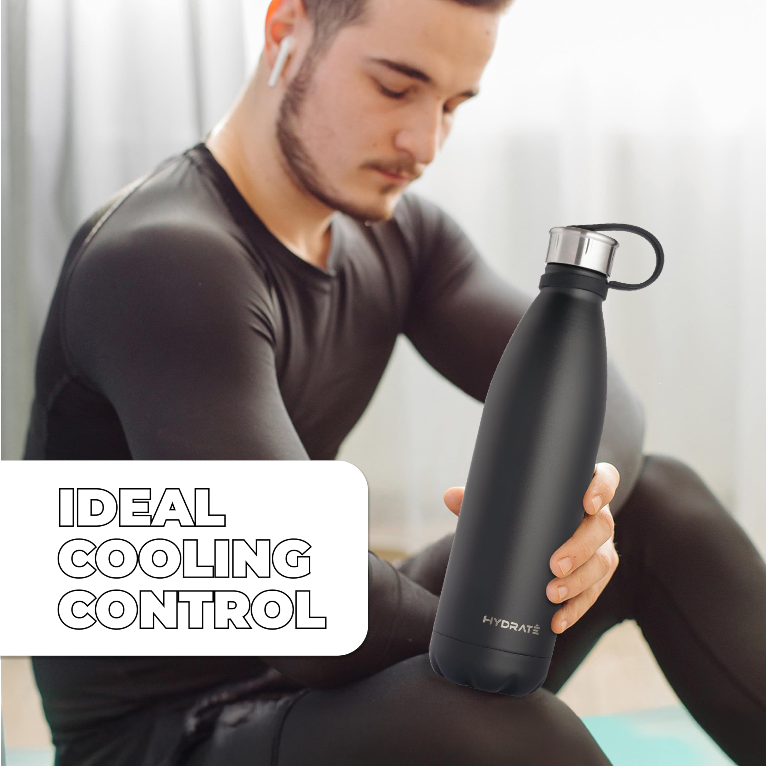 Hydrate Super Insulated Stainless Steel Water Bottle - 17Oz - Carbon Black