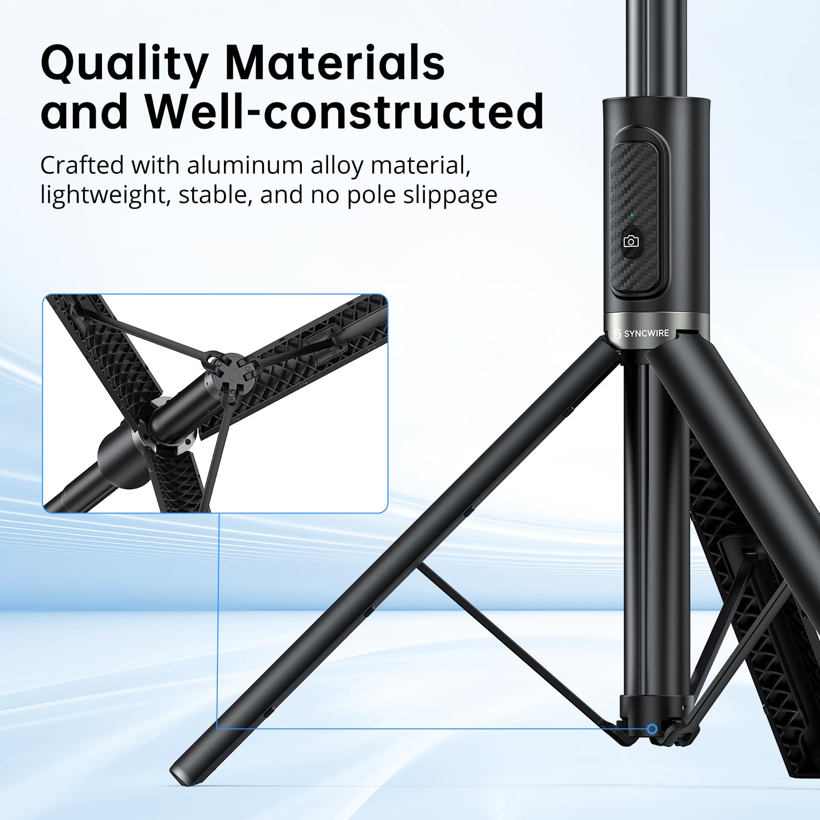 Syncwire 55" Selfie Stick Phone Tripod, All-In-One Extendable Aluminum Cell Phone Tripod Stand Travel Tripod With Rechargeable Bluetooth Remote, Compatible With Iphone, Samsung And More Android Phone