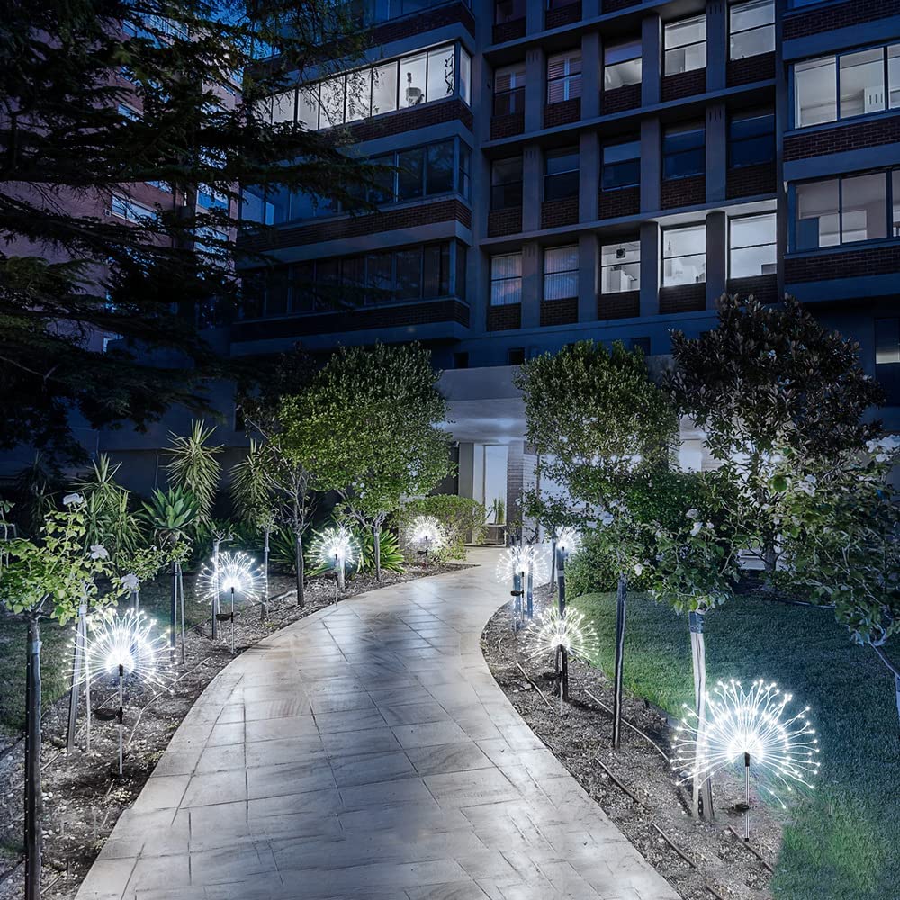 Qhqsqc Solar Fireworks Lights Tree, 2 Pack  8 Flash Modes 120 Led- Powered 40 Copper Wires String Landscape Light, Diy Lights For Aisle Backyard Parterre Fence And Christmas Decoration (Cold White)