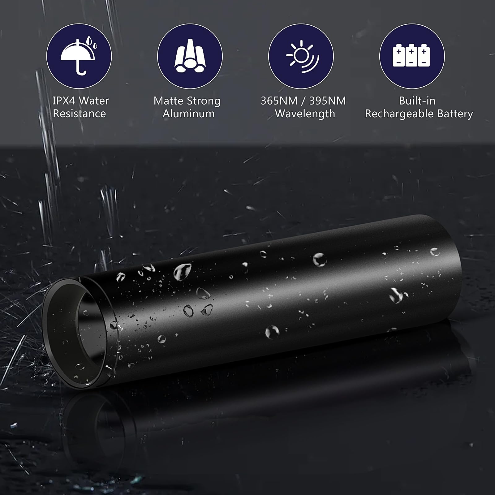 Luxnovaq Uv Flashlight 365Nm & 395Nm Uv Light, Mini Powerful Rechargeable Black Light, Usb Led Ultraviolet Flashlights Pet Urine Detector Light For Resin Curing, Uranium Glass, Rocks, Scorpion, 4 Pack