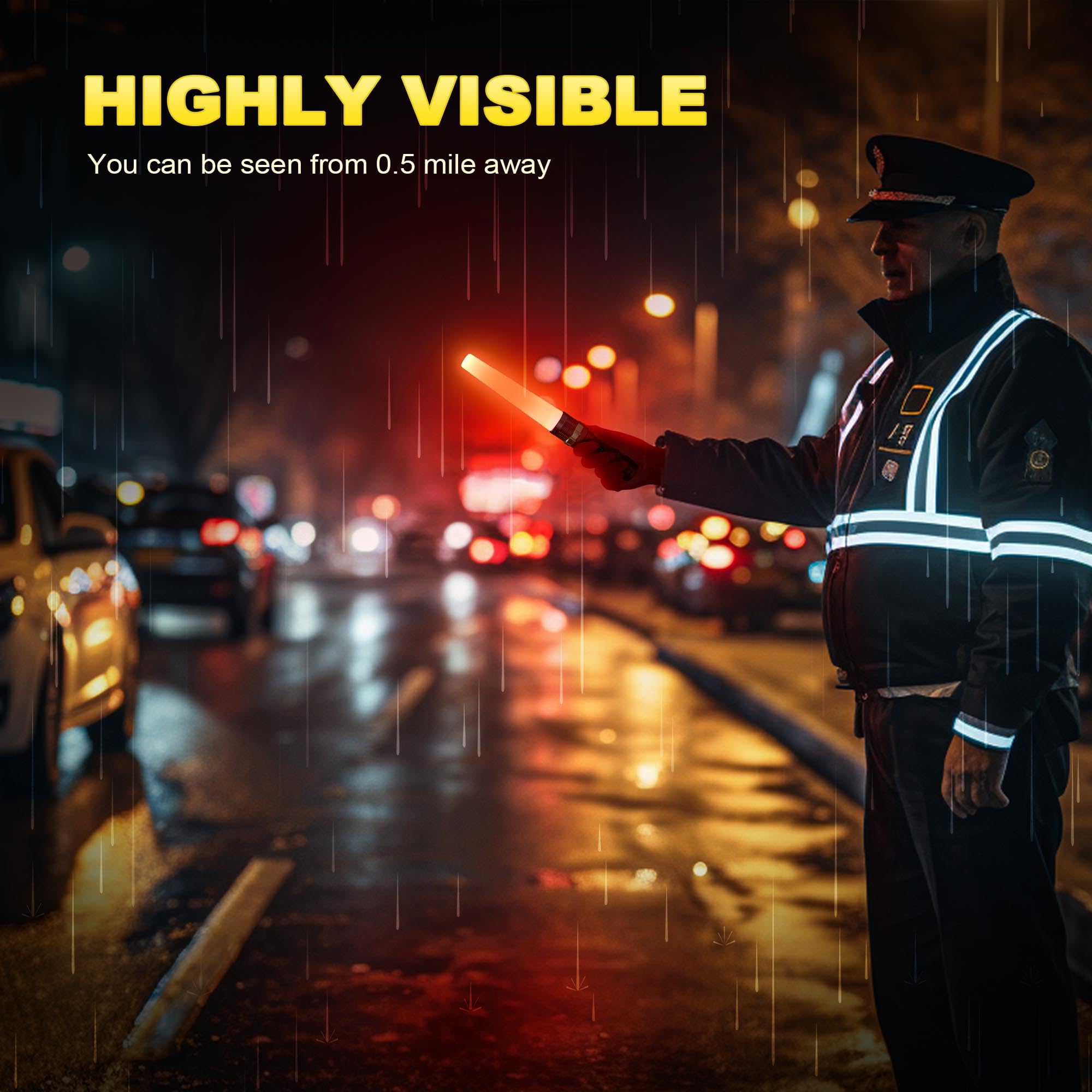 E-Riding 2 Pack Rechargeable Traffic Wand, 11 Inch Led Traffic Control Flashlight, Small Orange Safety Baton With 5 Flashing Modes, Air Marshaling Wand For Airport, Parking Directing