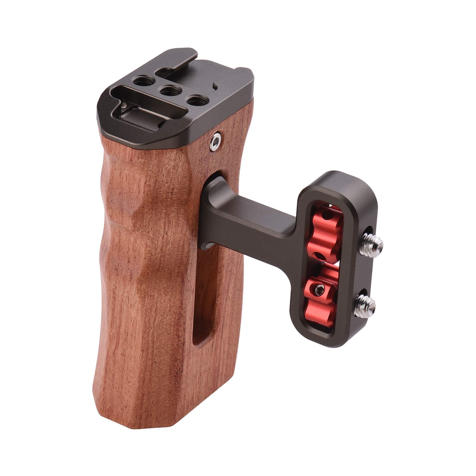 Andoer Universal Camera Cage Left/Right Side Handle Wooden Hand Grip With 1/4 Screw Hole Cold Shoe Mount For Camera Cage