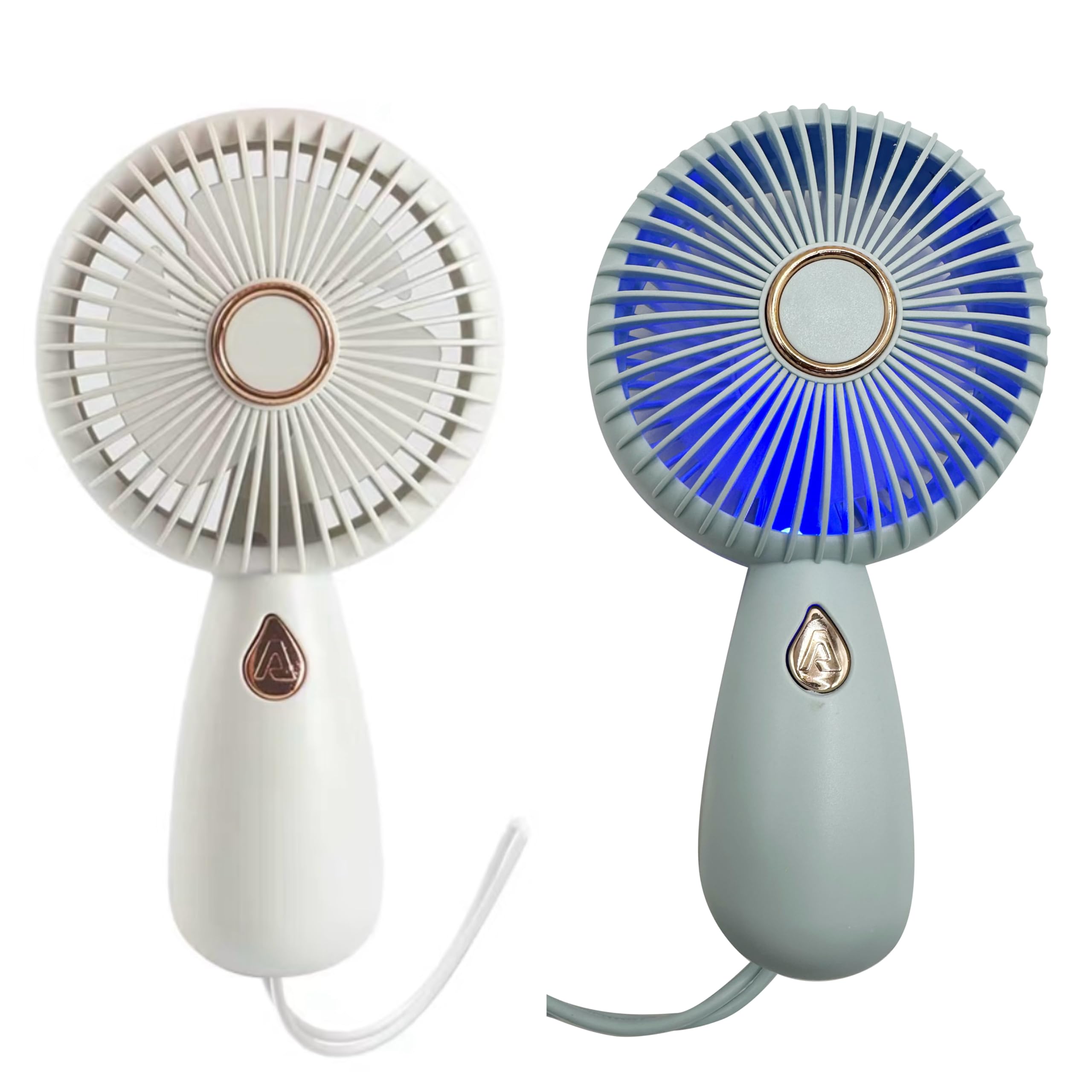 Pack Of 2X Portable Handheld Fan Led Portable Fan Hand Fan Rechargeable Light Up Tech Mini Hand-Held - Koospark