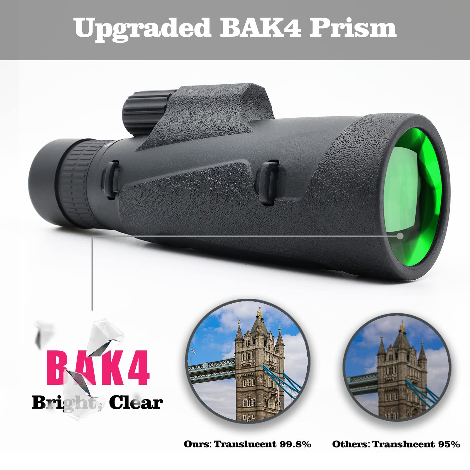 Wontocheer High Power Zoom Monocular Scope 10-30  50 With Smartphone Adapter Tripod Hand Strap, Compact Telescope For Hunting Bird Watching Travel Hiking With Bak4 High Definition Prism