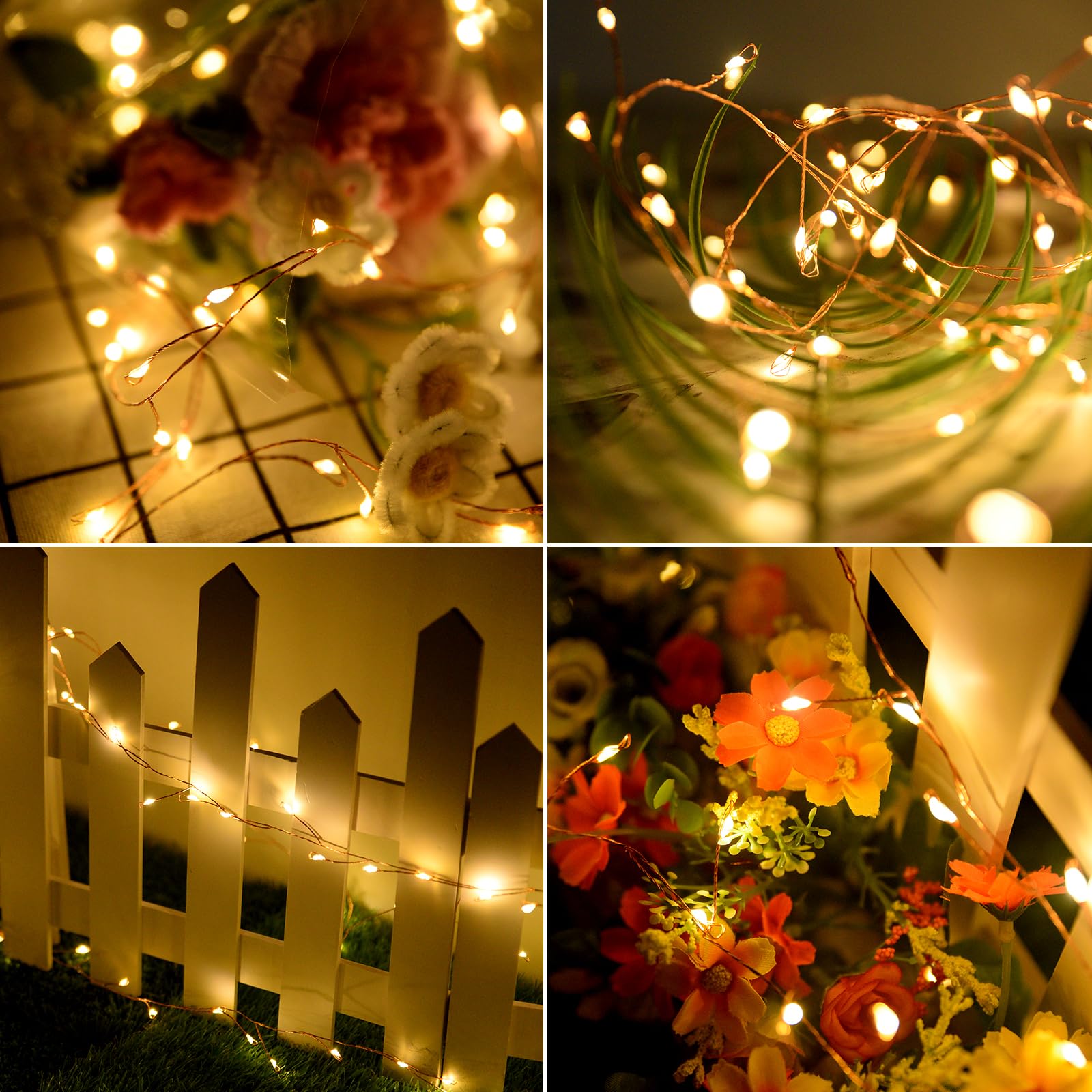 Dailyart Solar Lights Outdoor Waterproof 120 Led Solar Fairy Lights With 8 Lighting Modes 11.5Ft Firecracker Solar String Light For Outside Patio Balcony Garden Wedding Christmas Decor (Warm White)