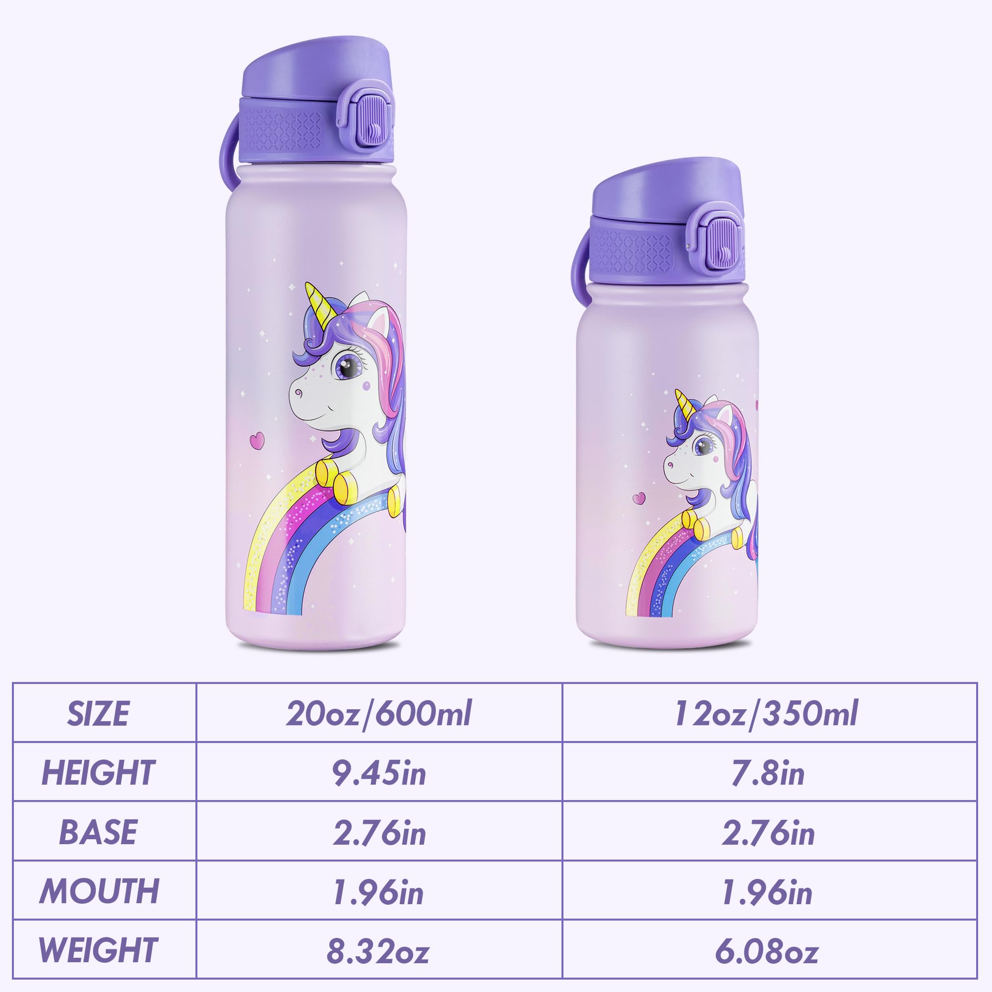 Oldley 20 Oz Insulated Stainless Steel Water Bottle For Kids, With Straws Leak-Proof, Kids