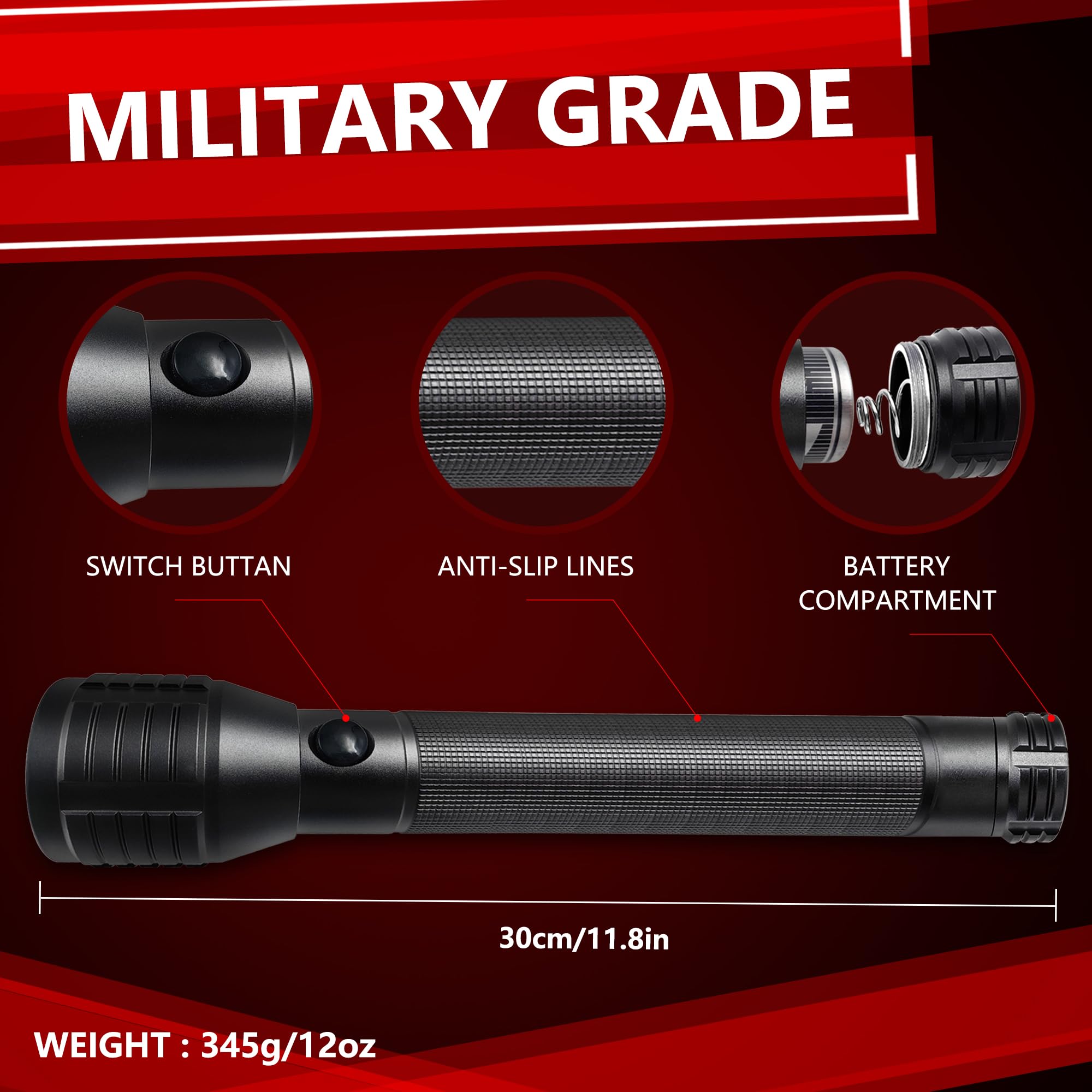 Miuree Heavy-Duty Led 3-Cell D Flashlight