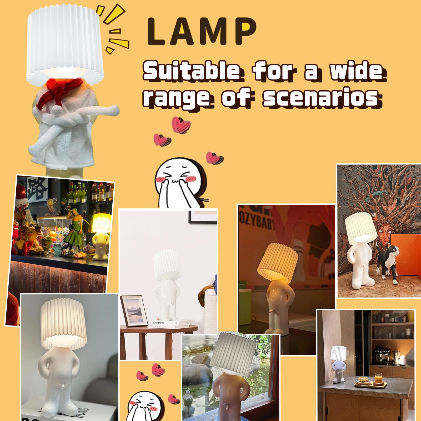 Minilif Funny Shy Boy Table Lamp,Novelty Plug-In Table Lamp For Home, Office, Bedroom, Or Desk Decor - Idea For Christmas, Valentine'S Day, Or Birthdays