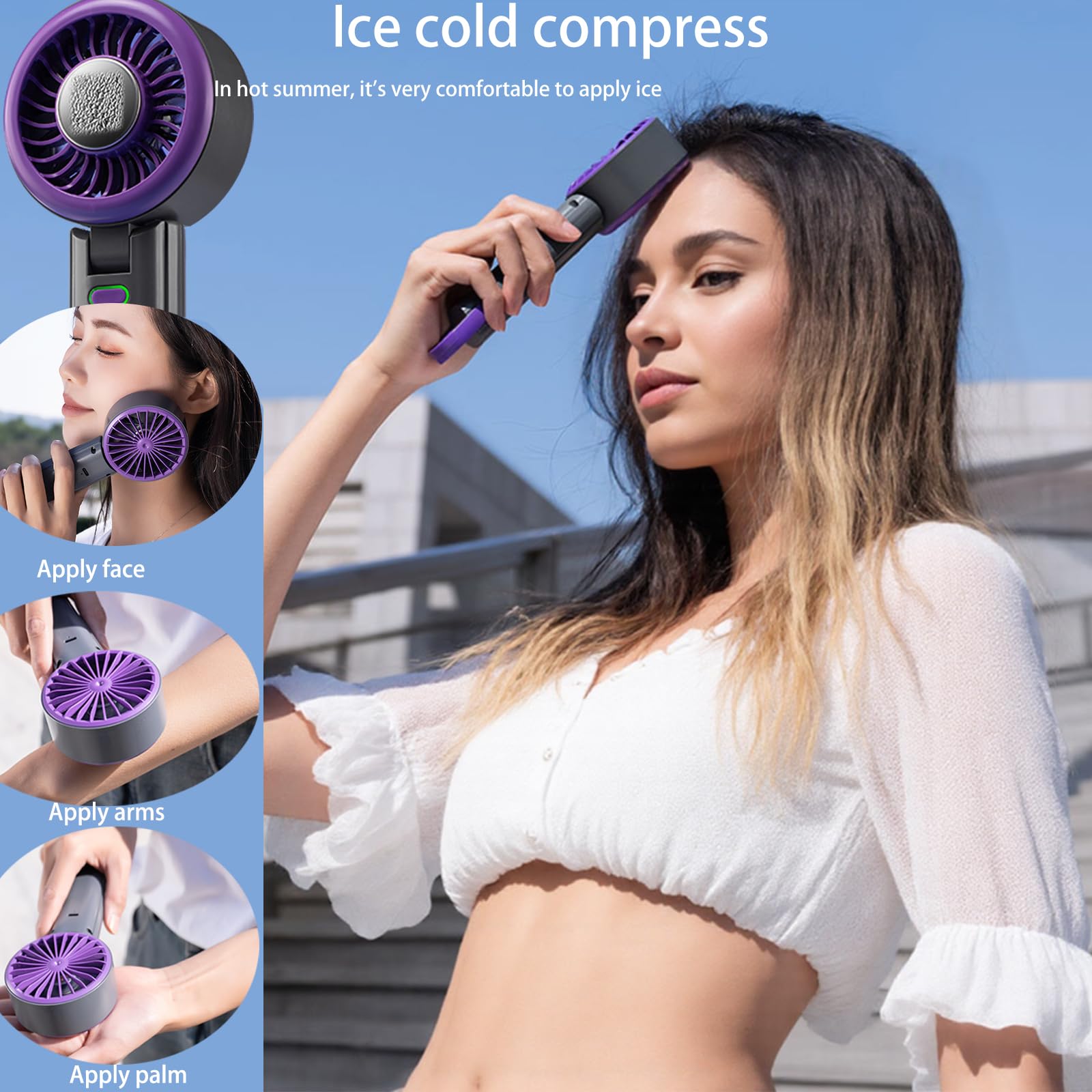 Portable Mini Fan-3 In 1 Usb Rechargeable Personal Fan, Handheld Fans,Desktop,Neck Hanging,5 Wind